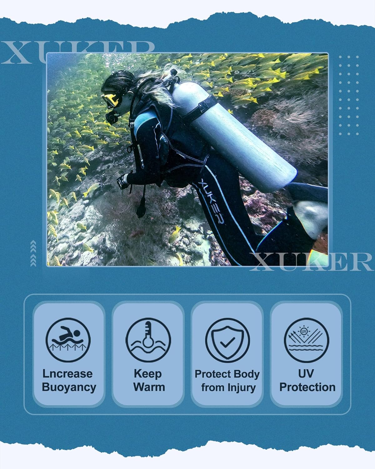 XUKER Traje de neopreno para mujer y hombre, 0.079 in, 0.118 in, neopreno con cremallera frontaltrasera en agua fría, traje de buceo de cuerpo