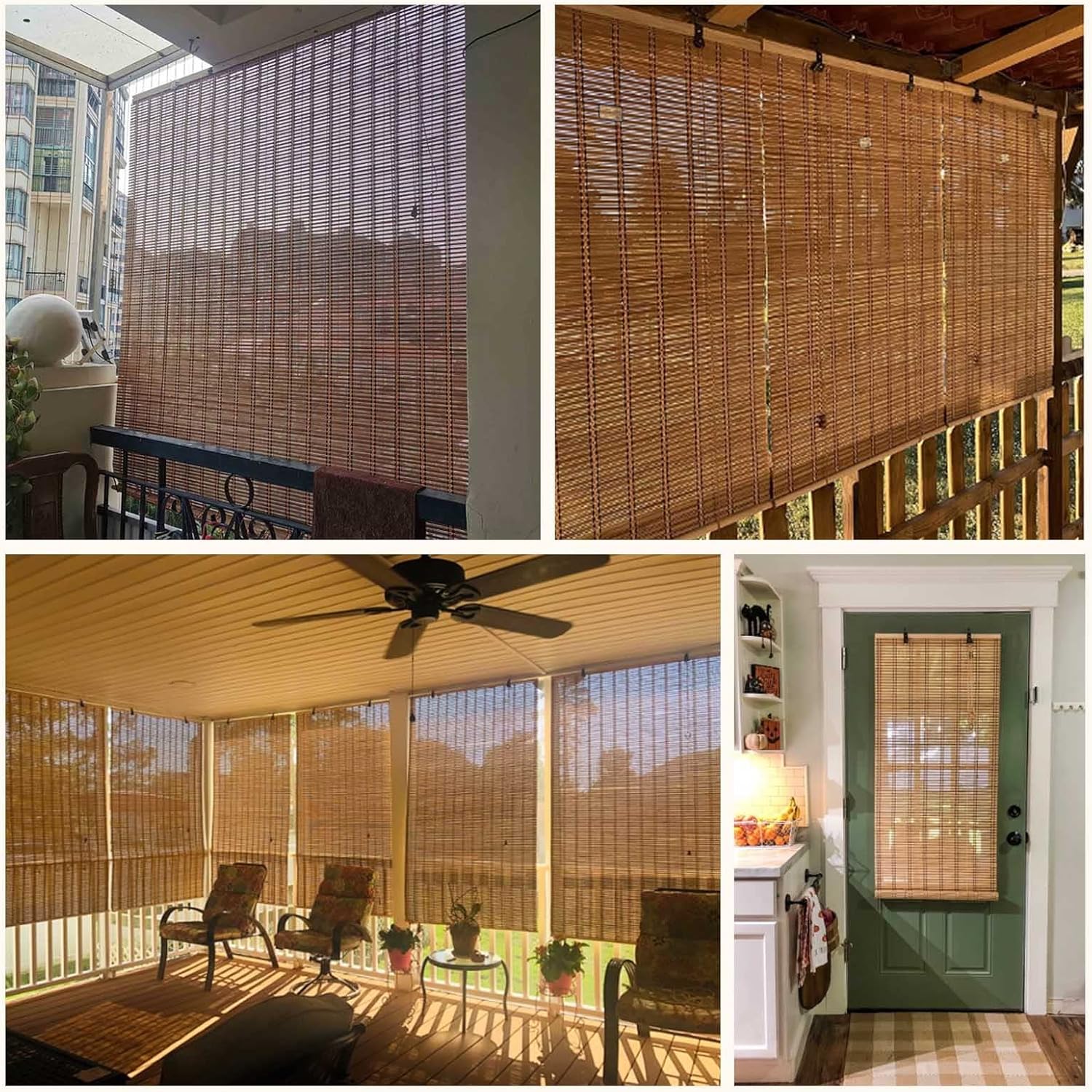 Persianas de bambú para exteriores, cortinas enrollables con filtro de luz, cortinas transpirables de decoración retro, persianas enrollables de