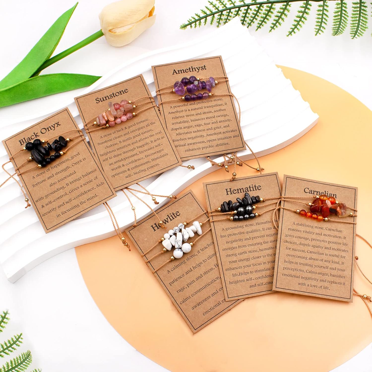 Ronglry 3 pulseras de piedra natural para mujeres y hombres, pulseras de cuentas de cristal curativo, amatista espiritual, cuarzo rosa, chakras,