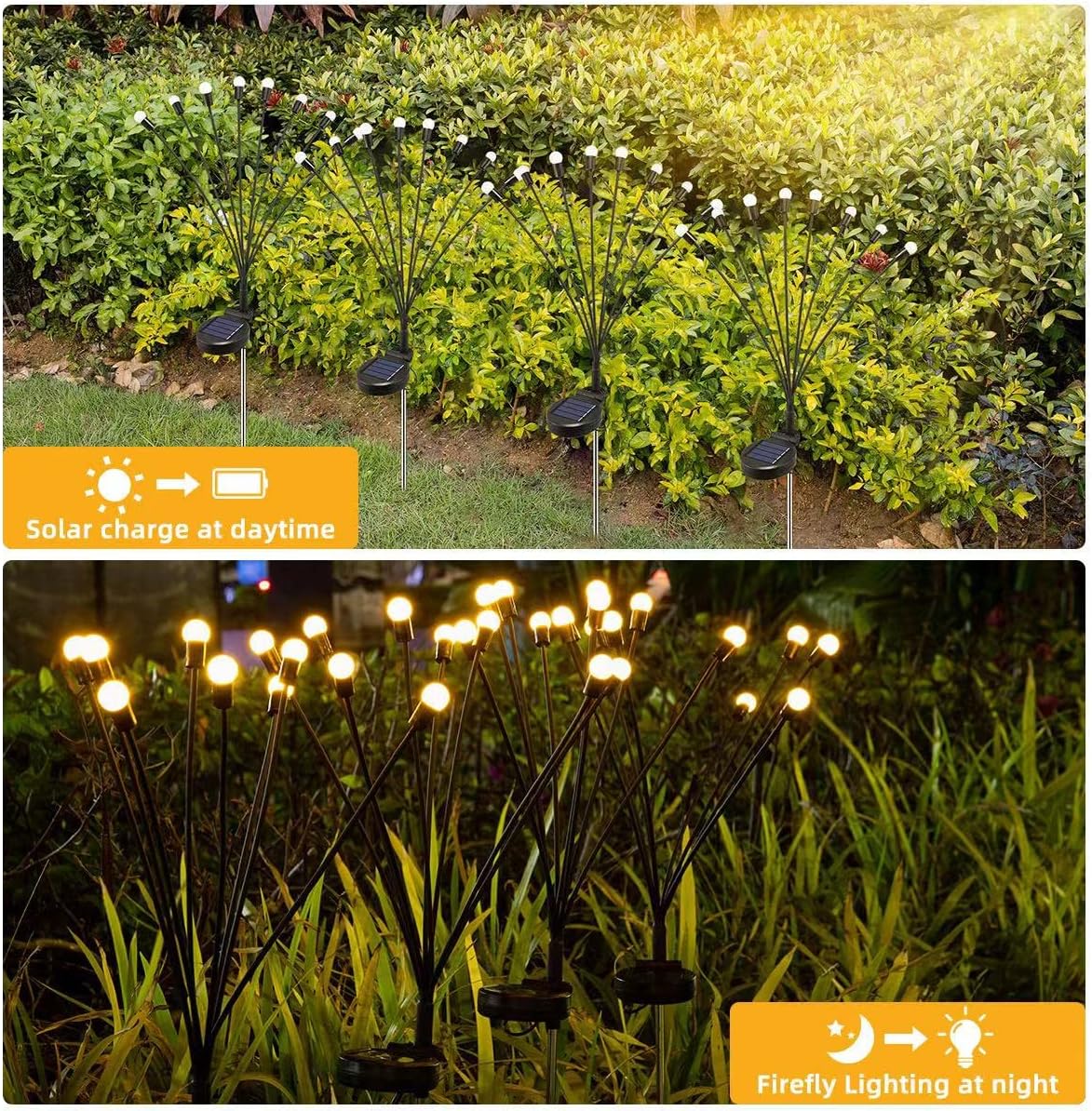 KYEKIO Paquete de 8 luces solares de luciérnaga para exteriores, luces solares para exteriores, impermeables, luces solares decorativas para patio,