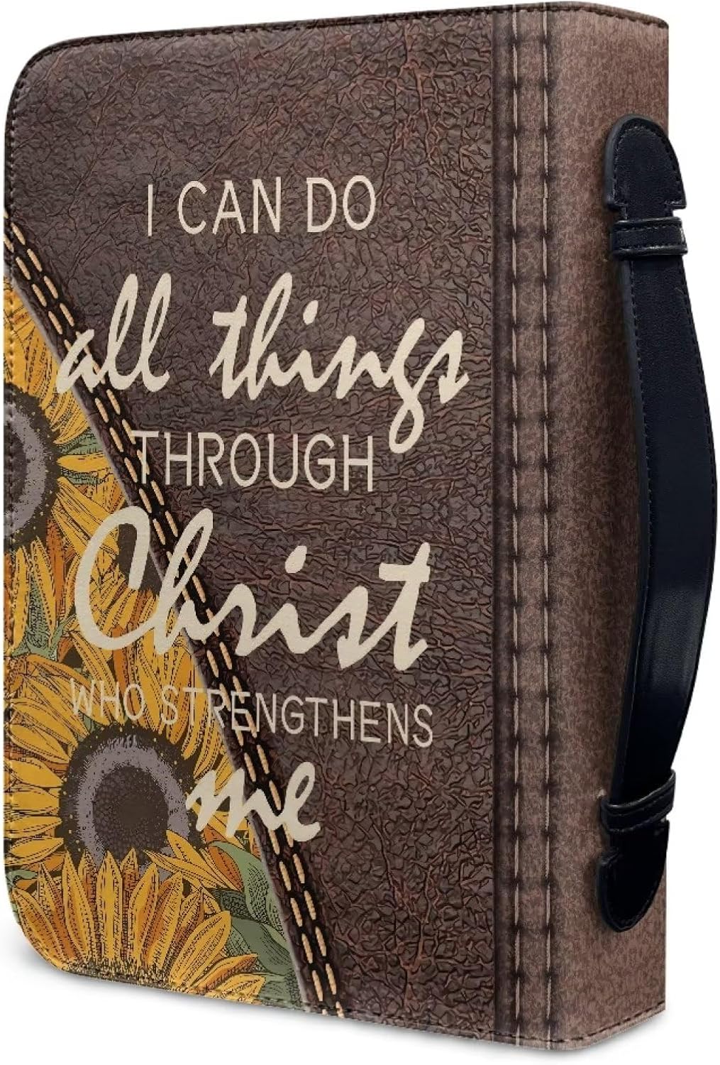 Funda para la Biblia para hombres y mujeres, funda de piel sintética para libros, bolsa de iglesia, protección para la Biblia con asa y cremallera