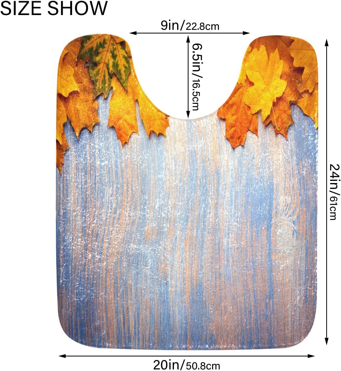 Bathroom Rugs Sets 2 Piece 24×16+24×20 Inch,Soft U-Shaped Contour Toilet Rug Yellow Maple Leaf Non-Slip Absorbent Bath Floor Mat Carpet Set Water