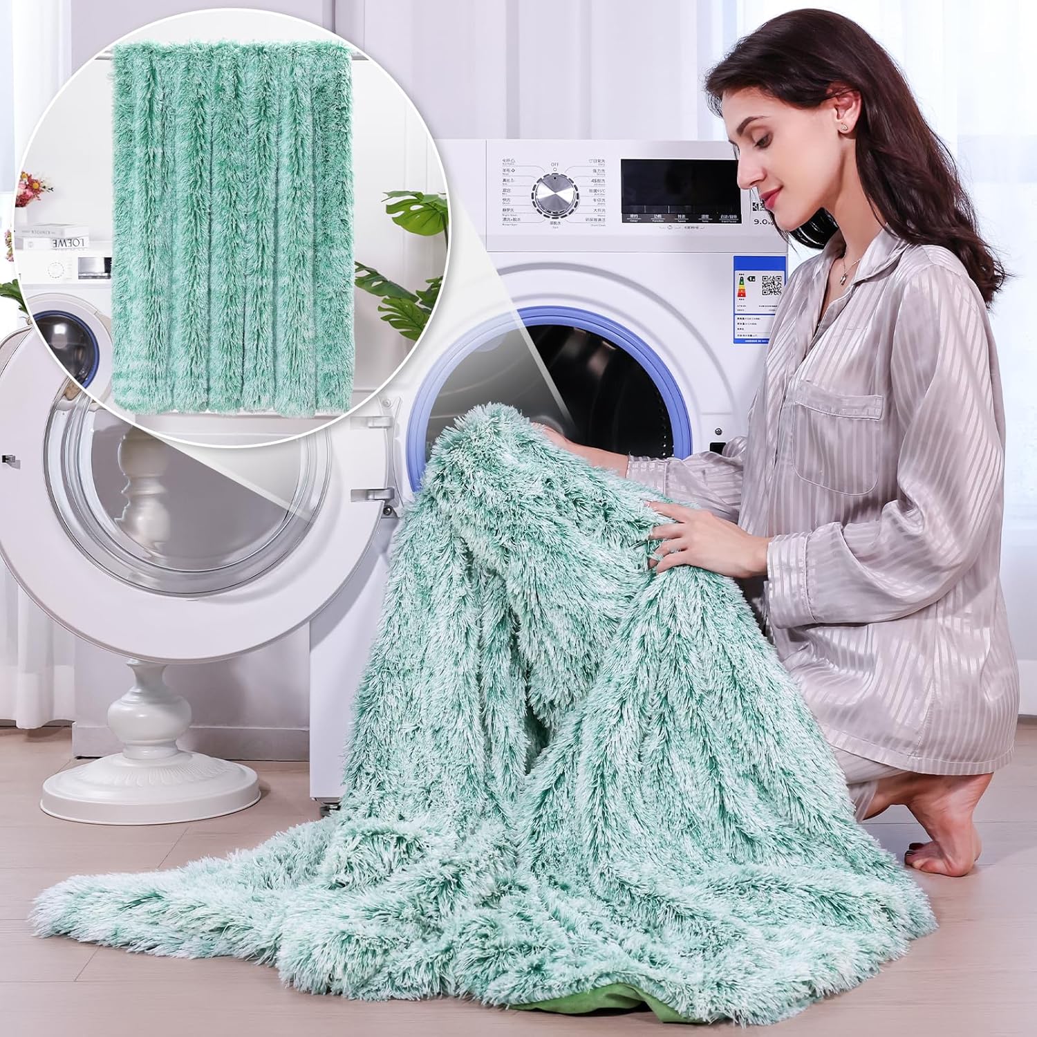 KANKAEU Manta mullida de piel sintética para sofá, manta reversible suave y esponjosa, tamaño individual, manta decorativa de felpa, cómoda y