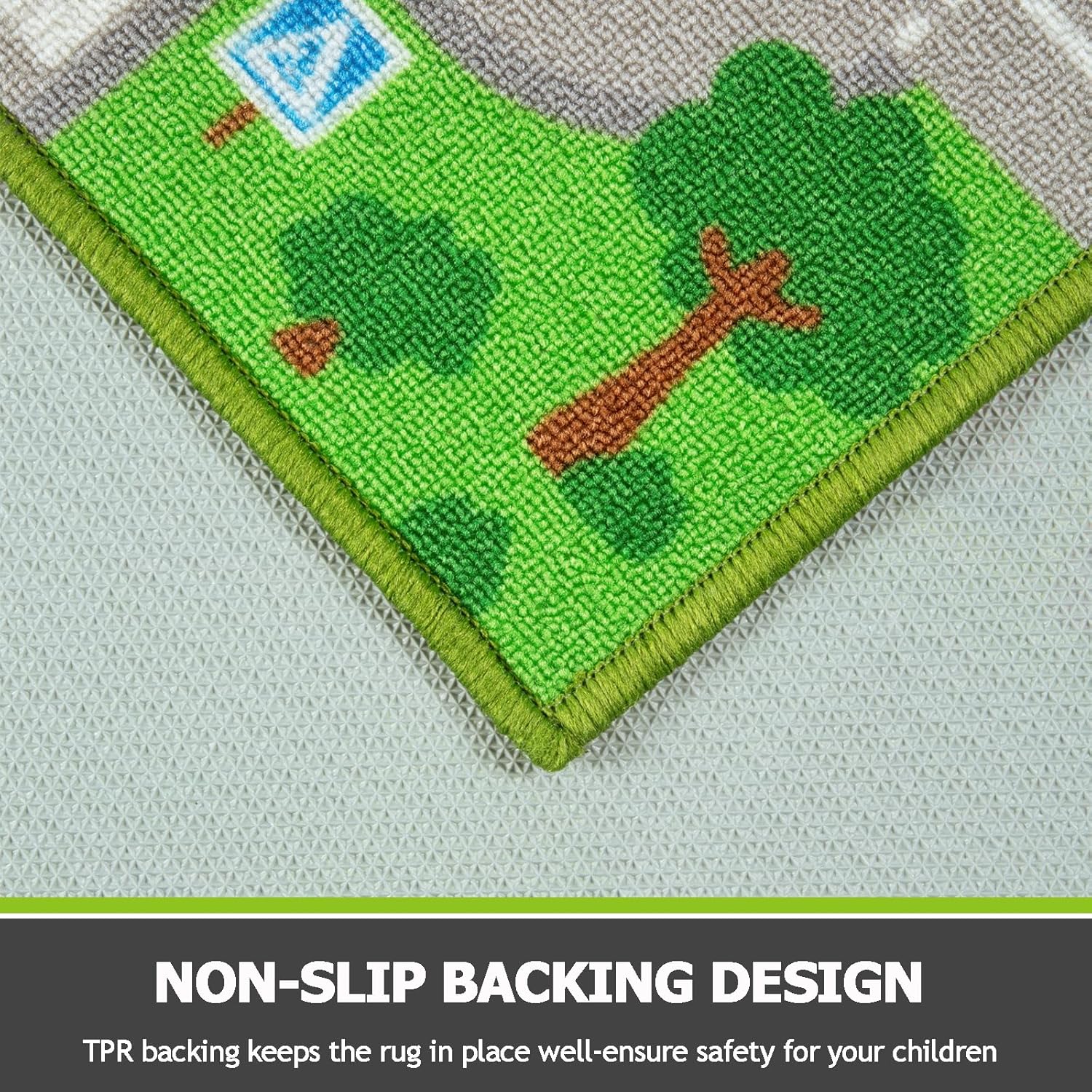 Capslpad Green Car Road Kid Rug Carpet Playmat for Playoom Traffic Road Kids Play Mat for Toddler Non Slip Washable City Map Race Track Carpet Rug