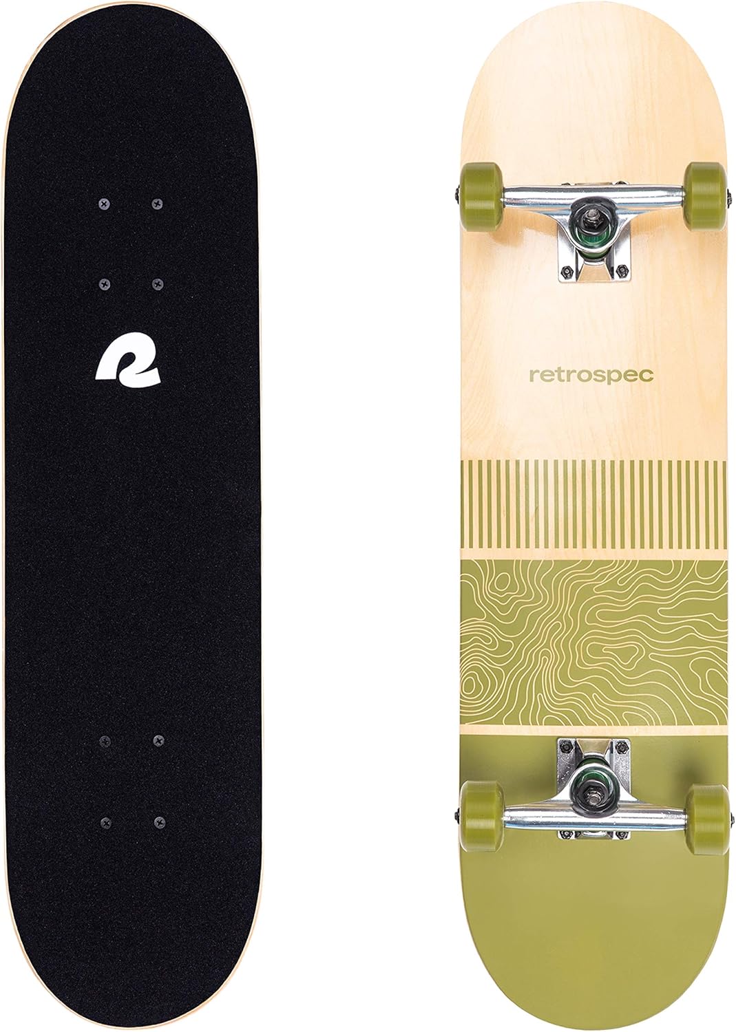 Retrospec Alameda Skateboard Complete  Cubierta de madera de arce canadiense con camiones de aleación de aluminio de 5.5 pulgadas para