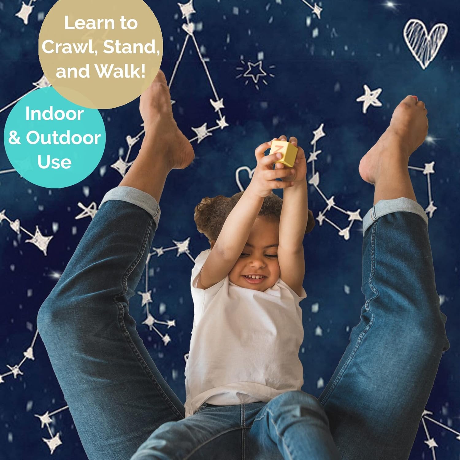 JumpOff Jo Alfombrilla de juego acolchada, de espuma impermeable, grande, para bebés, bebés, niños pequeños, para el tiempo de juego y los momentos
