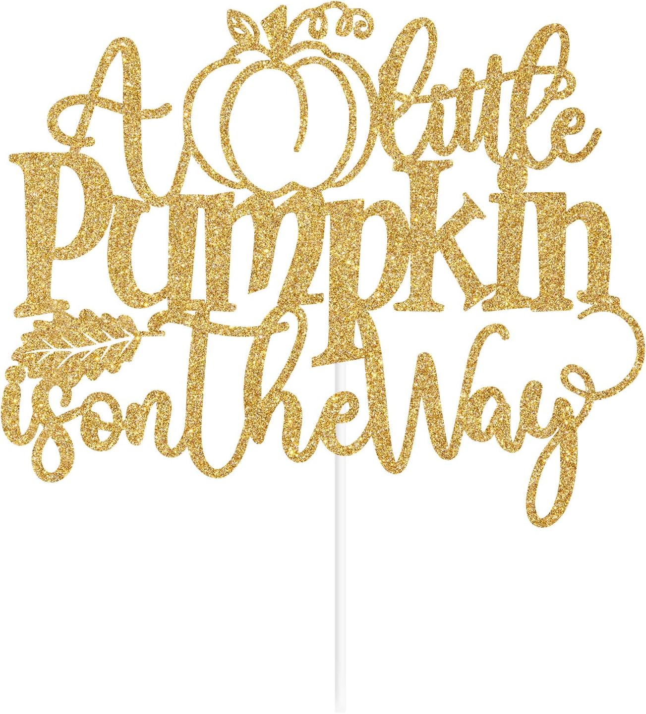 Decoración para tartas con purpurina dorada “A Little Pumpkin is on the Way”, dulce calabazacalabaza Oh BabyLittle Pumpkin, decoración de fiesta de