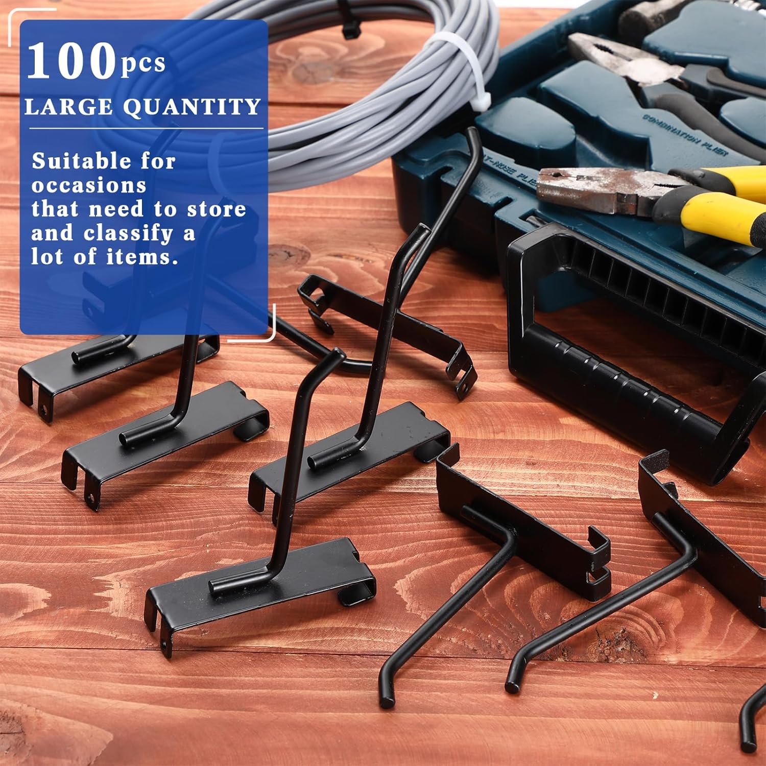 Zonon 100 ganchos de rejilla para pared, ganchos de rejilla de metal, accesorios de pared para venta al por menor, garaje, tienda, comercial, panel