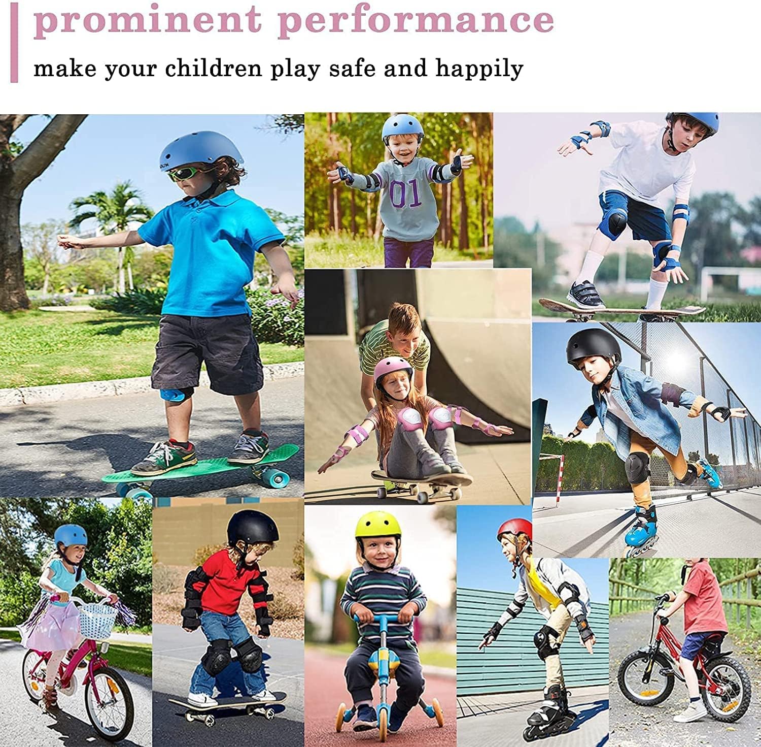 Juego de casco para niños, rodilleras para niños, rodilleras, coderas, muñequeras con casco, conjunto de equipo de protección ajustable para niñas,