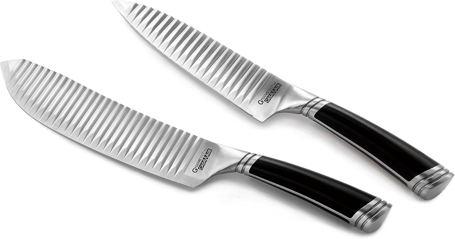 casaWare Groovetech – Juego de cuchillos de 2 piezas (chef de 6 pulgadas y cuchillo multiusos de 8 pulgadas)