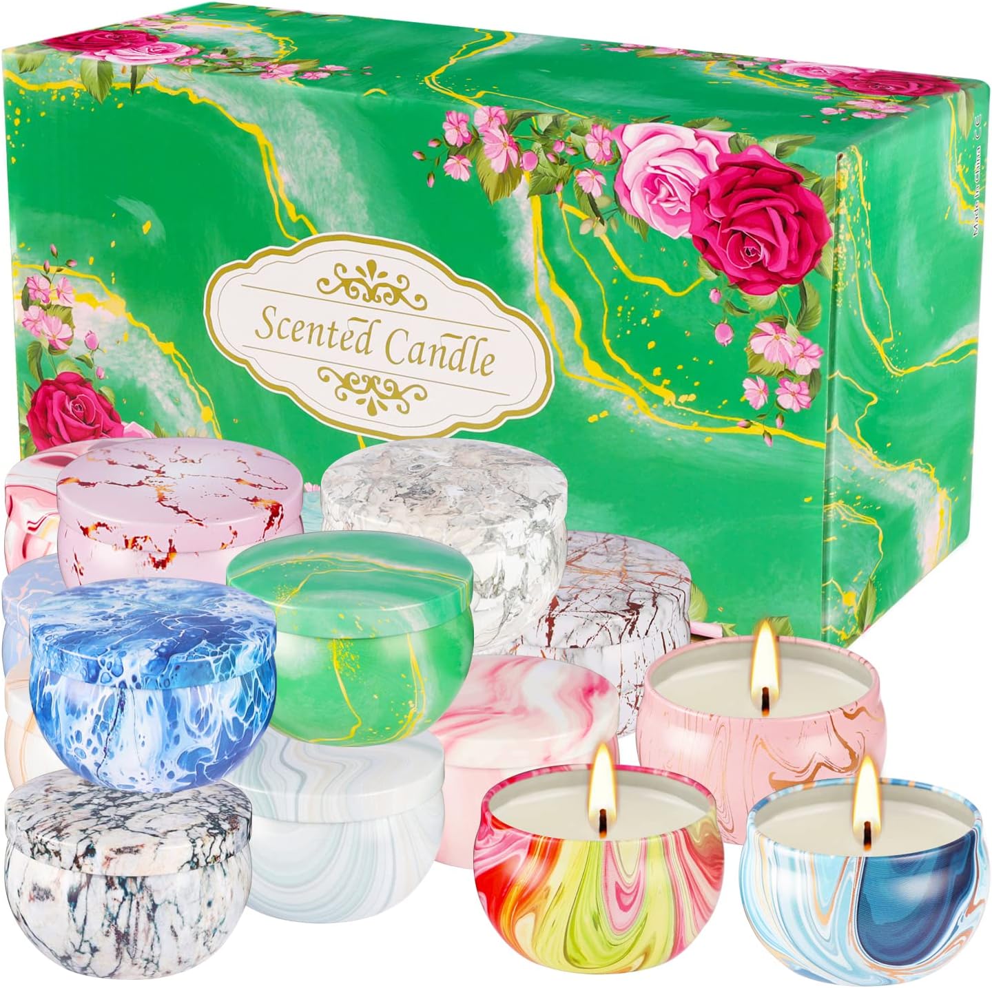 Juego de 16 velas perfumadas de regalo para mamá, mujer, aromaterapia de 2.5 onzas para el baño en casa, yoga, velas de cera de soja natural,