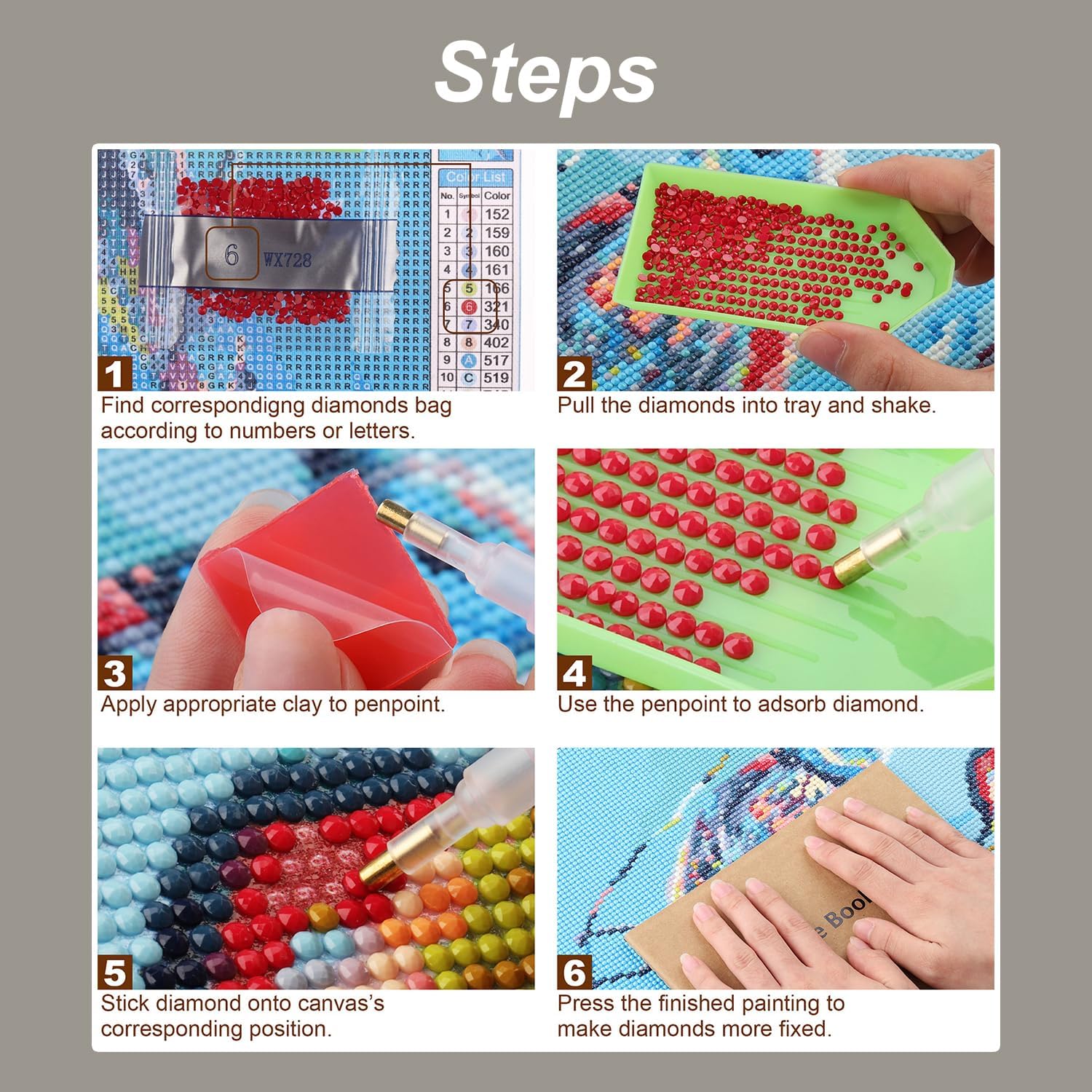Stalente Kits de pintura de diamantes para adultos, kits de arte de diamantes 5D para principiantes, pintura de diamante redonda para decoración de