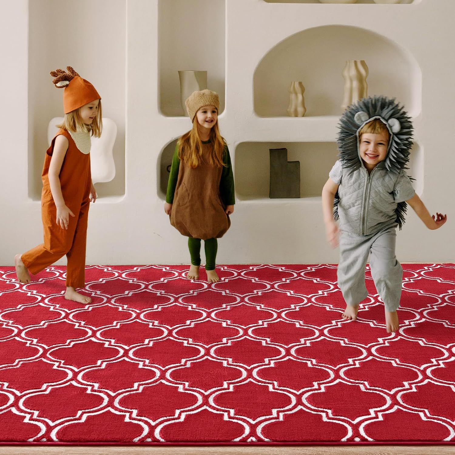 Amearea Alfombra esponjosa de enrejado para interiores, alfombras marroquíes suaves para el hogar, alfombra lanuda y moderna para sala de estar,