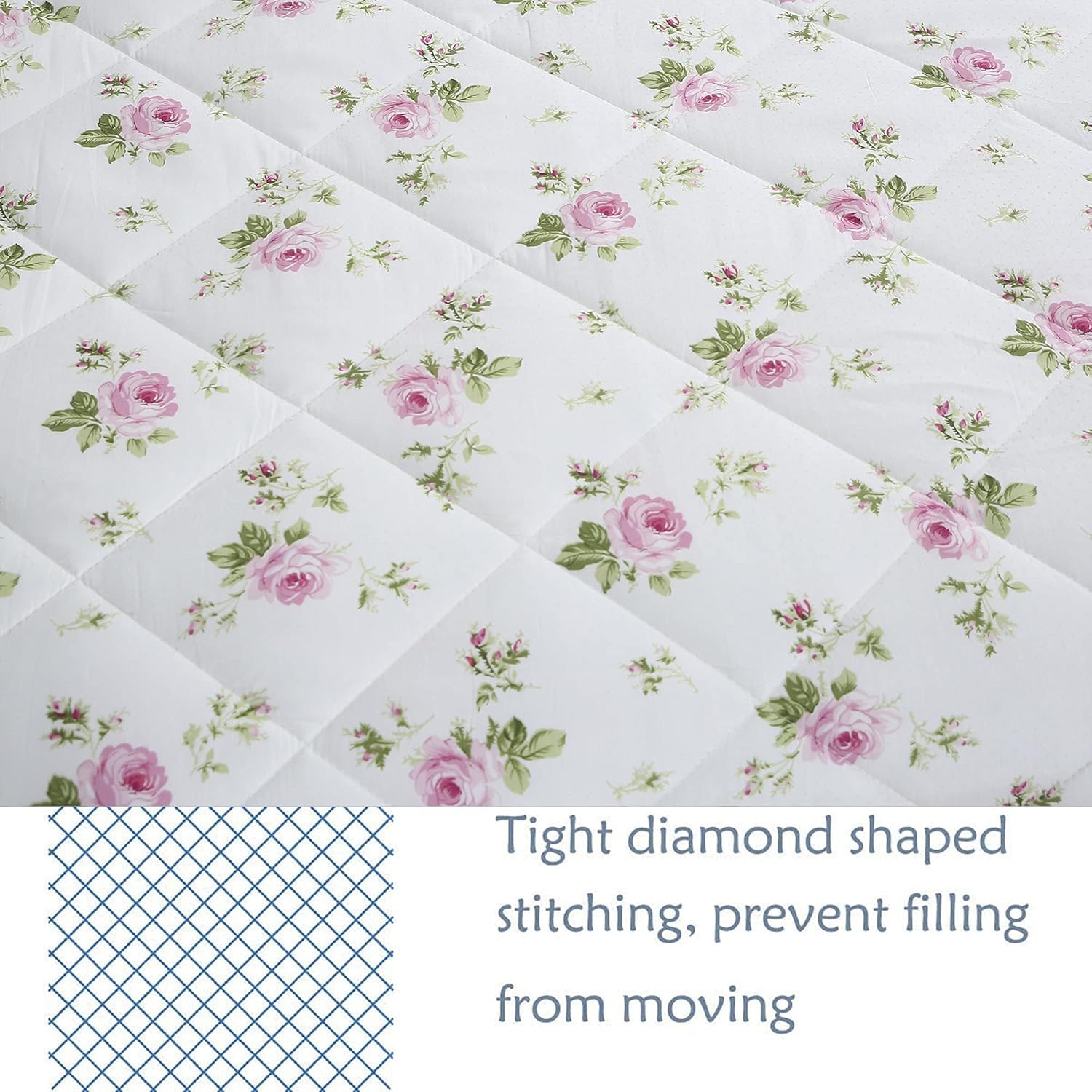 FADFAY Juego de edredón floral de 3 piezas, tamaño King, vintage, floral, de verano, 100% tela de algodón con relleno interior de microfibra suave,