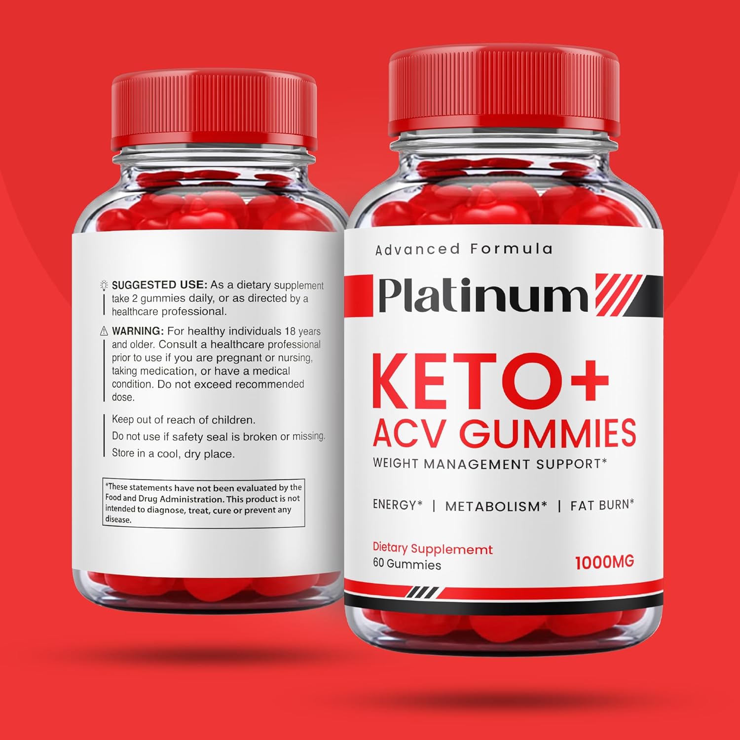 Paquete de 2 gomitas Platinum Keto Acv, fórmula oficial, veganas, gomitas de platino Keto con vinagre de sidra de manzana, Platinum Keto Plus Acv,