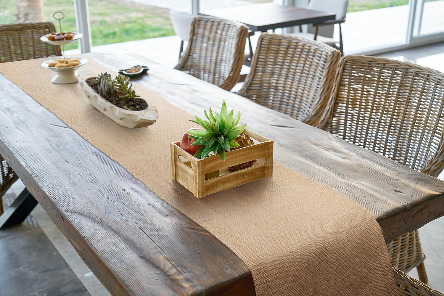 Camino de mesa de arpillera de otoño con borlas de 12 x 108 pulgadas de largo, camino para bodas, decoraciones de mesa de fiesta, decoración
