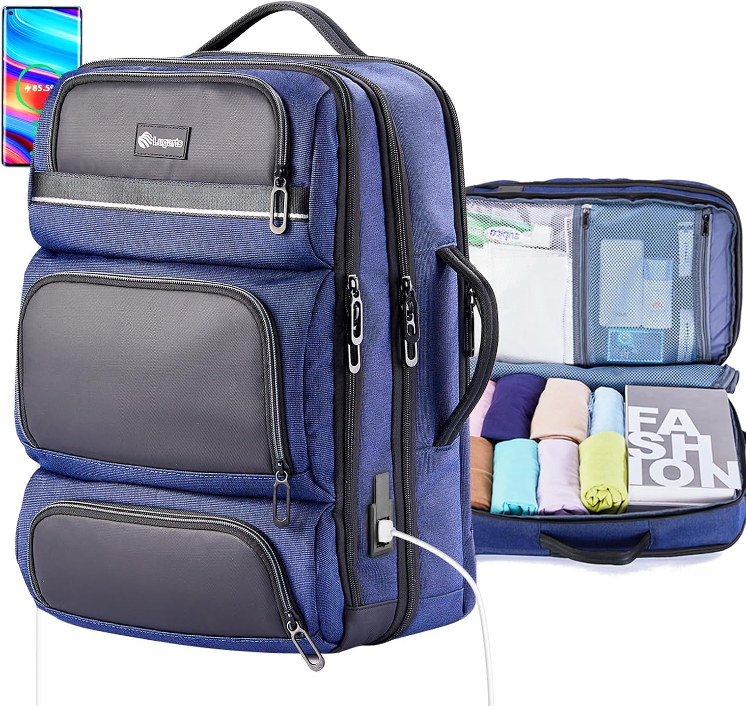 VPBAGE Mochila para laptop para hombre, mochila de viaje de negocios, se adapta a computadoras de 17.3 pulgadas, resistente al agua y antirrobo,