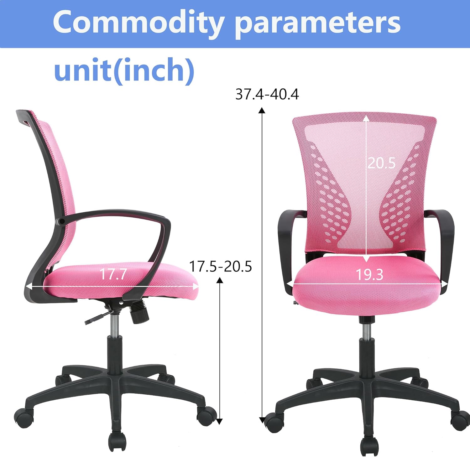 PayLessHere Silla de oficina, silla de escritorio, silla de computadora, silla ergonómica, malla ejecutiva ajustable, respaldo medio con ruedas