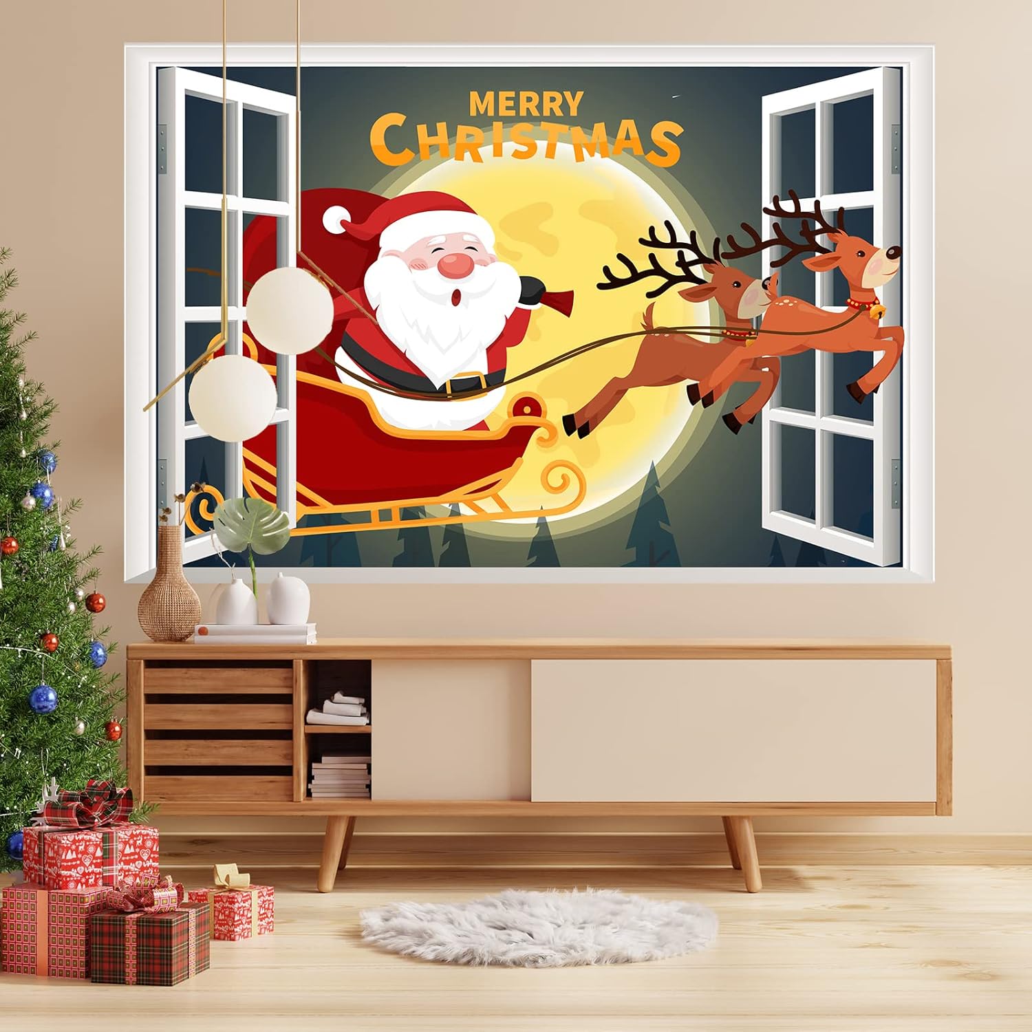 Decoraciones navideñas para interiores para el hogar, calcomanías de pared, calcomanías artísticas para sala de estar, niños, guardería,