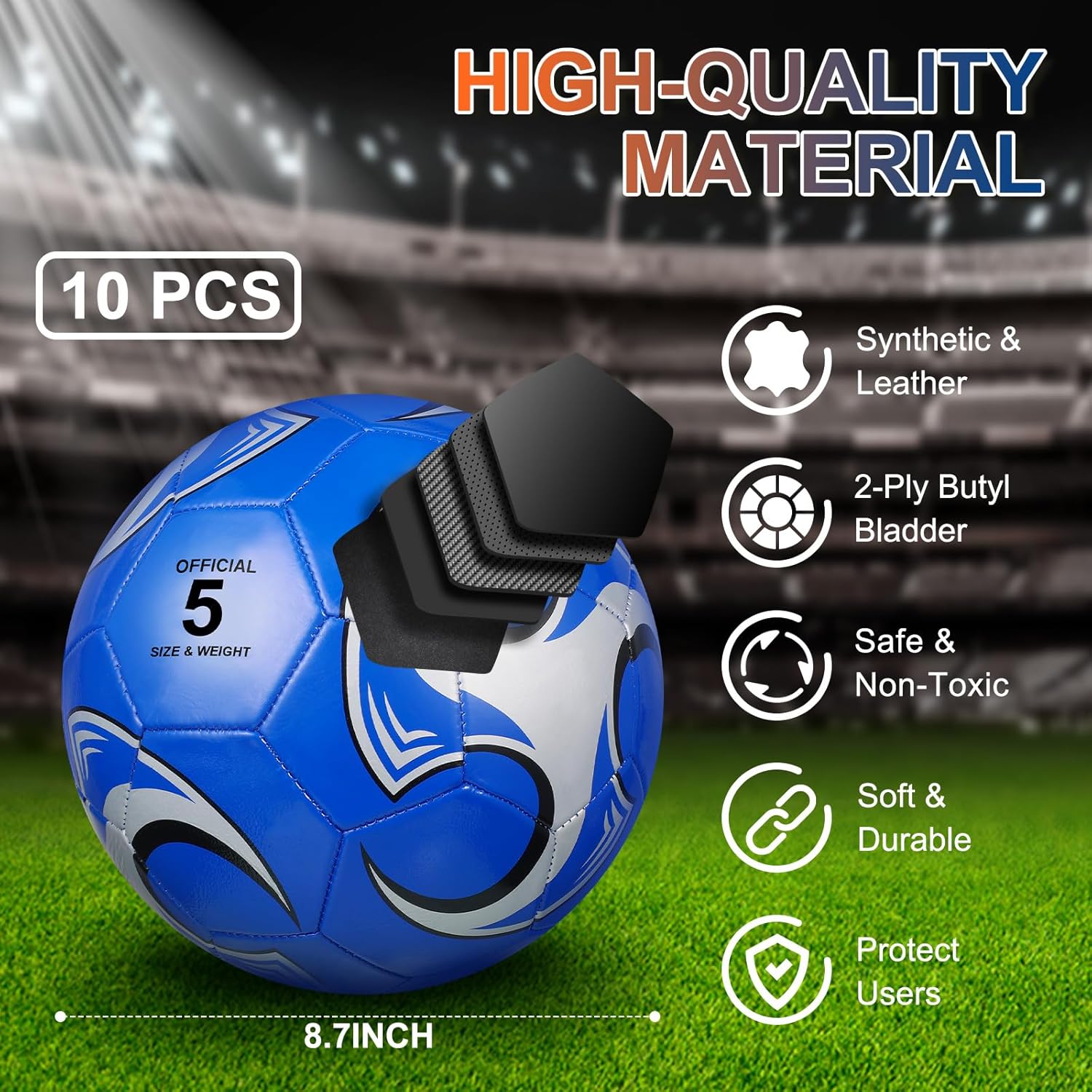 Libima 13 Pcs Soccer Ball Bulk Operation 10 Pcs Official Size Soccer with Carry Bag and 2 Pump Soccer Training Sport Gift for Child Adults