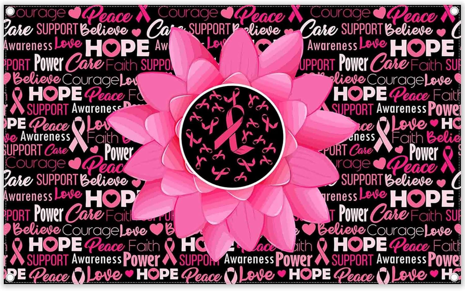 Fondo de concientización sobre el cáncer de mama de 72 x 43 pulgadas, cinta rosa, flor, esperanza, fe, poder, fotografía, fondo, mujeres, fuerza,