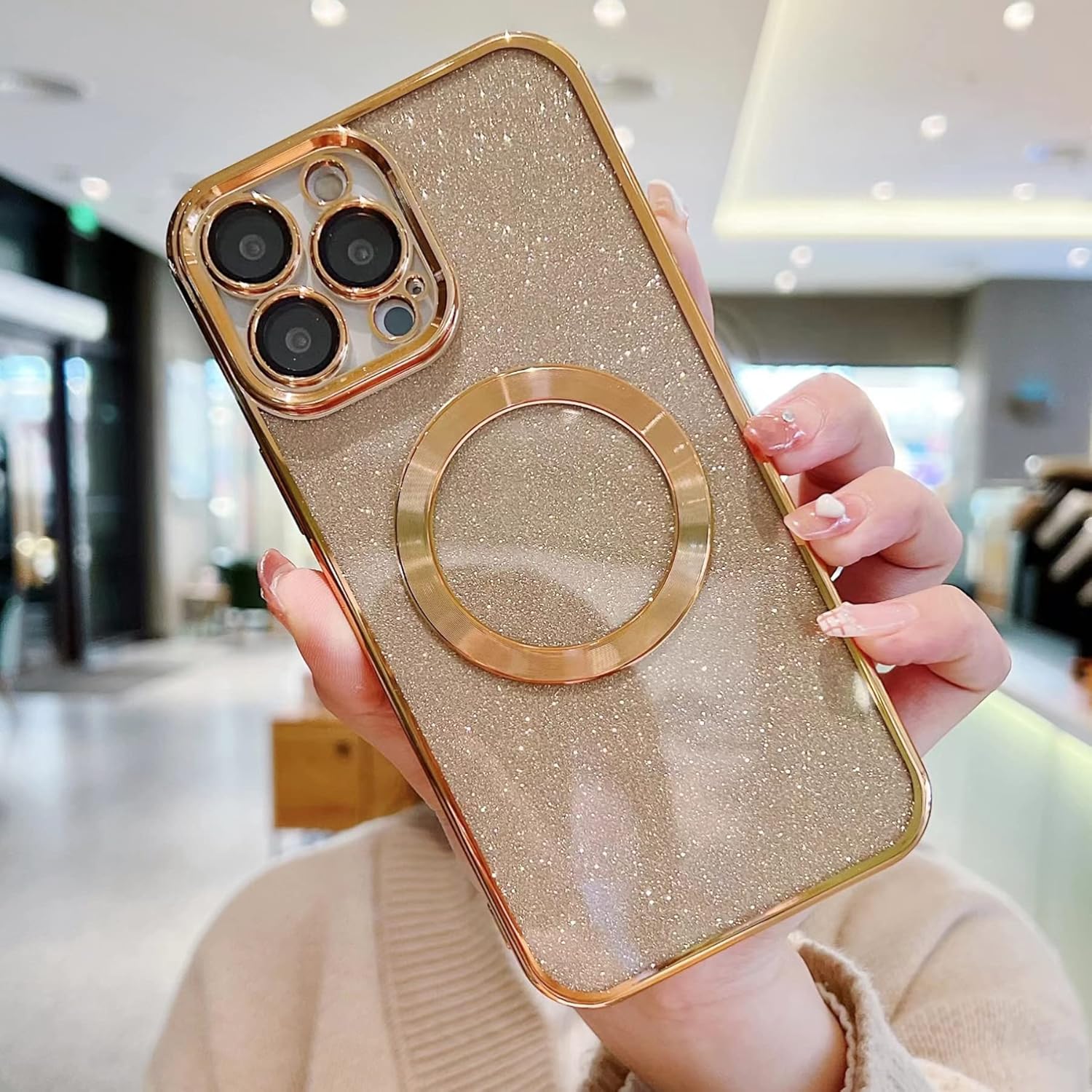 Eiyikof Funda magnética compatible con iPhone 13 Pro de 6.1 pulgadas compatible con MagSafe con protector de lente de cámara, bonita funda