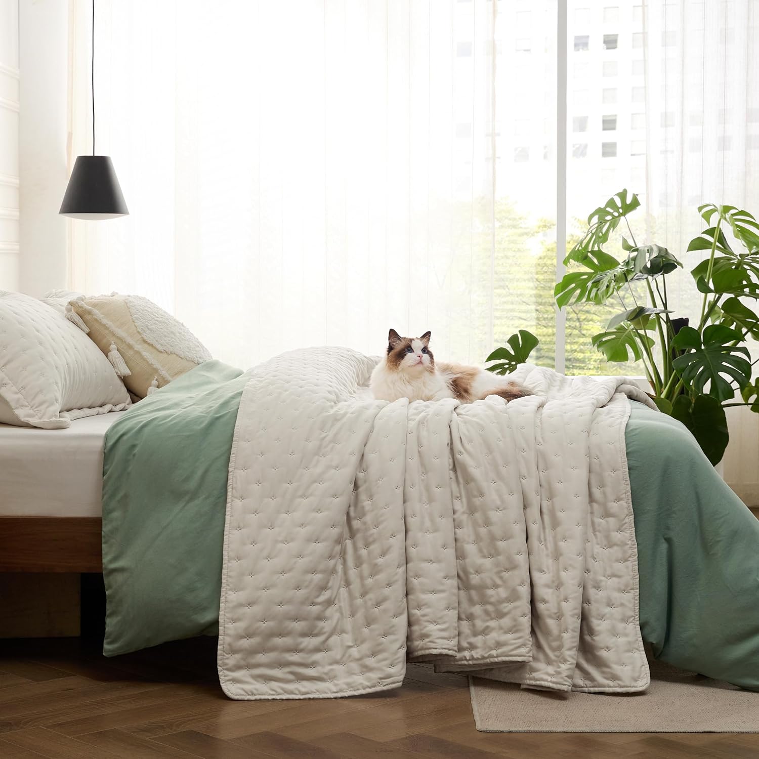 Bedsure – Juego de edredón de poliéster y trébol ultrasónico W5 90×96 US