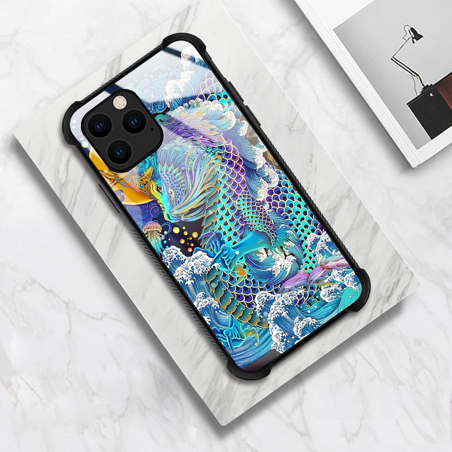 CARLOCA Funda compatible con iPhone 13 Pro Max, diseño gráfico de identidad de dragón arcoíris, a prueba de golpes, antiarañazos, para iPhone 13 Pro