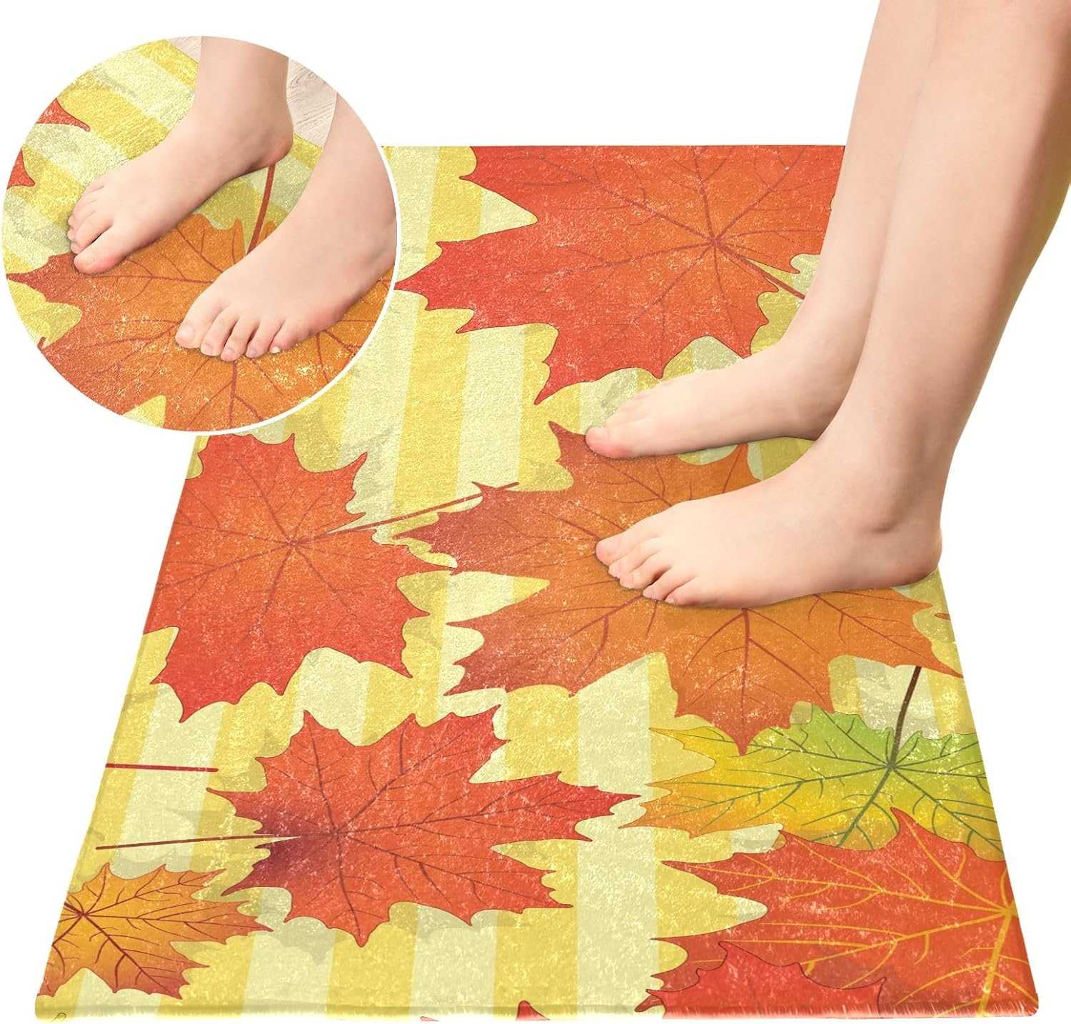 Fluffy Floor Carpet 39x20in- Yellow Maple Leaves in AutumnFront Door Mat Indoor Machine Washable Carpet,Aesthetic Rug