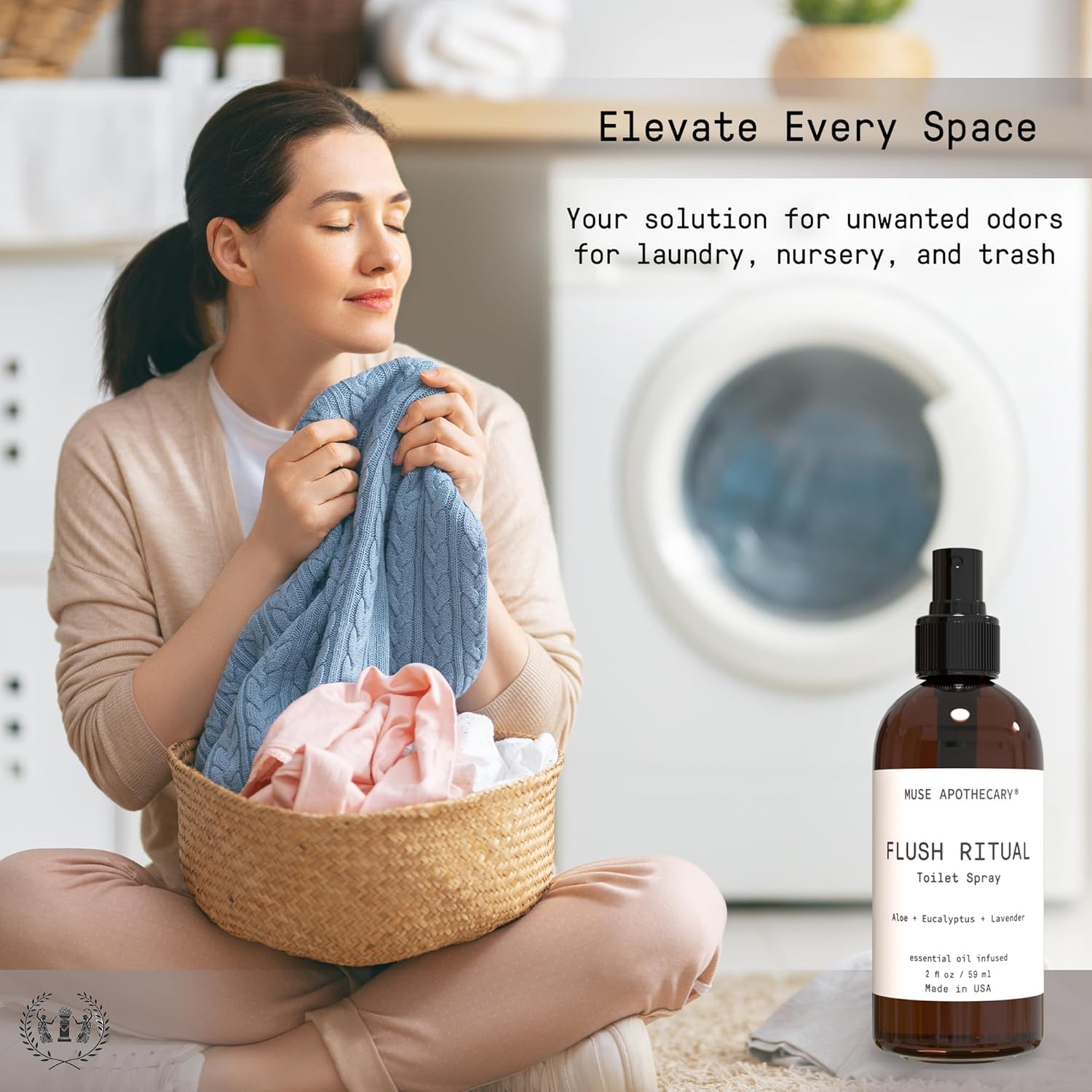 Muse Apothecary Flush Ritual – Aerosol aromático y refrescante para inodoro, uso antes de ir, 4 onzas, infundido con aceites esenciales naturales,