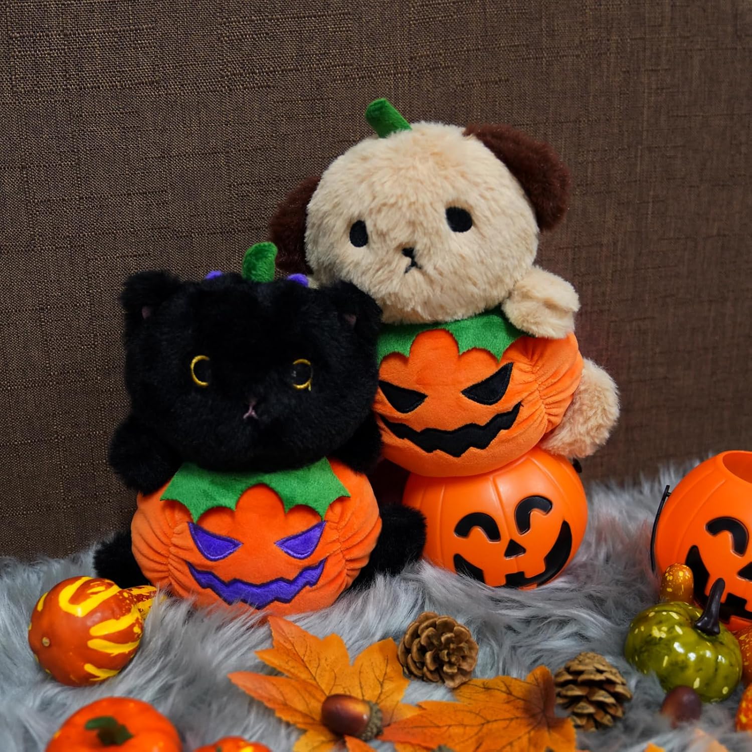 JIAJEGTGT Juguete de peluche para perro, peluche de calabaza de Halloween, lindo juguete de peluche de Halloween, para niños y niñas