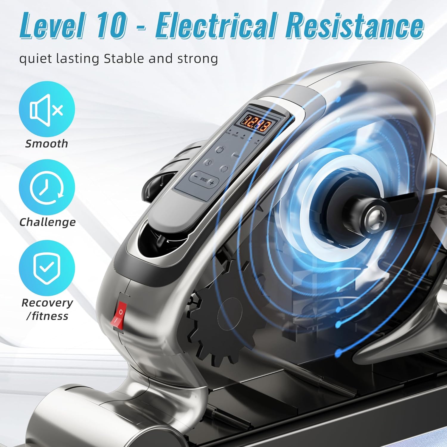 Mini bicicleta estática con pedal eléctrico con base antideslizante mejorada, control remoto para interiores, debajo del escritorio, bicicleta para