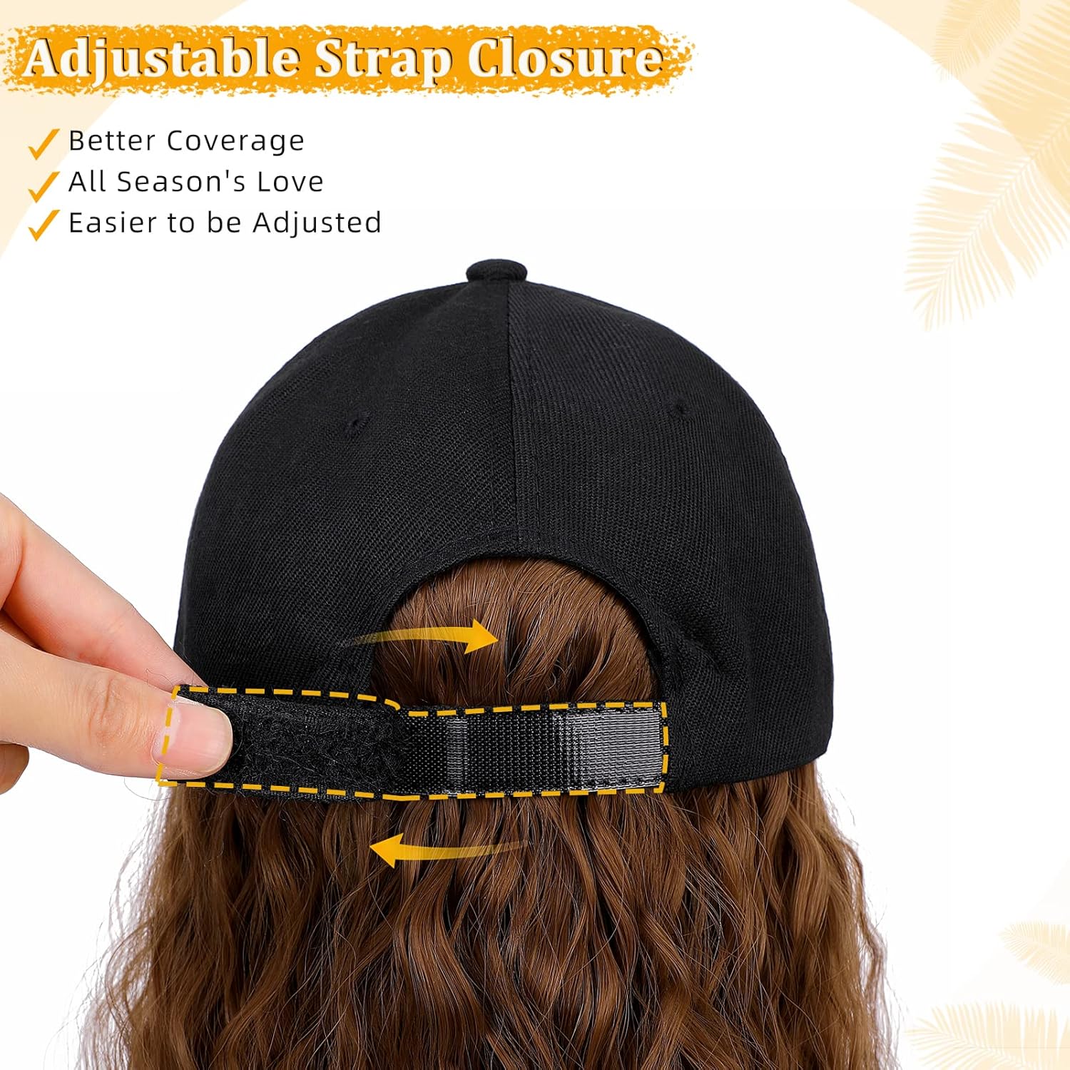 Lansigreen Gorra de béisbol con extensiones de cabello, peluca ajustable, gorra rizada de 14 pulgadas, peluca sintética para mujer, castaño claro