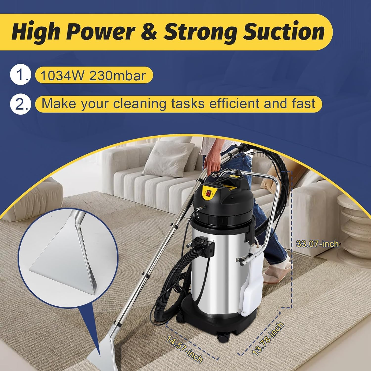 Máquina de limpieza comercial de alfombras, 1000 W, 110 V, 40 L11 galón, profesional, comercial, 3 en 1, limpiador de cepillo de piso, extractor de