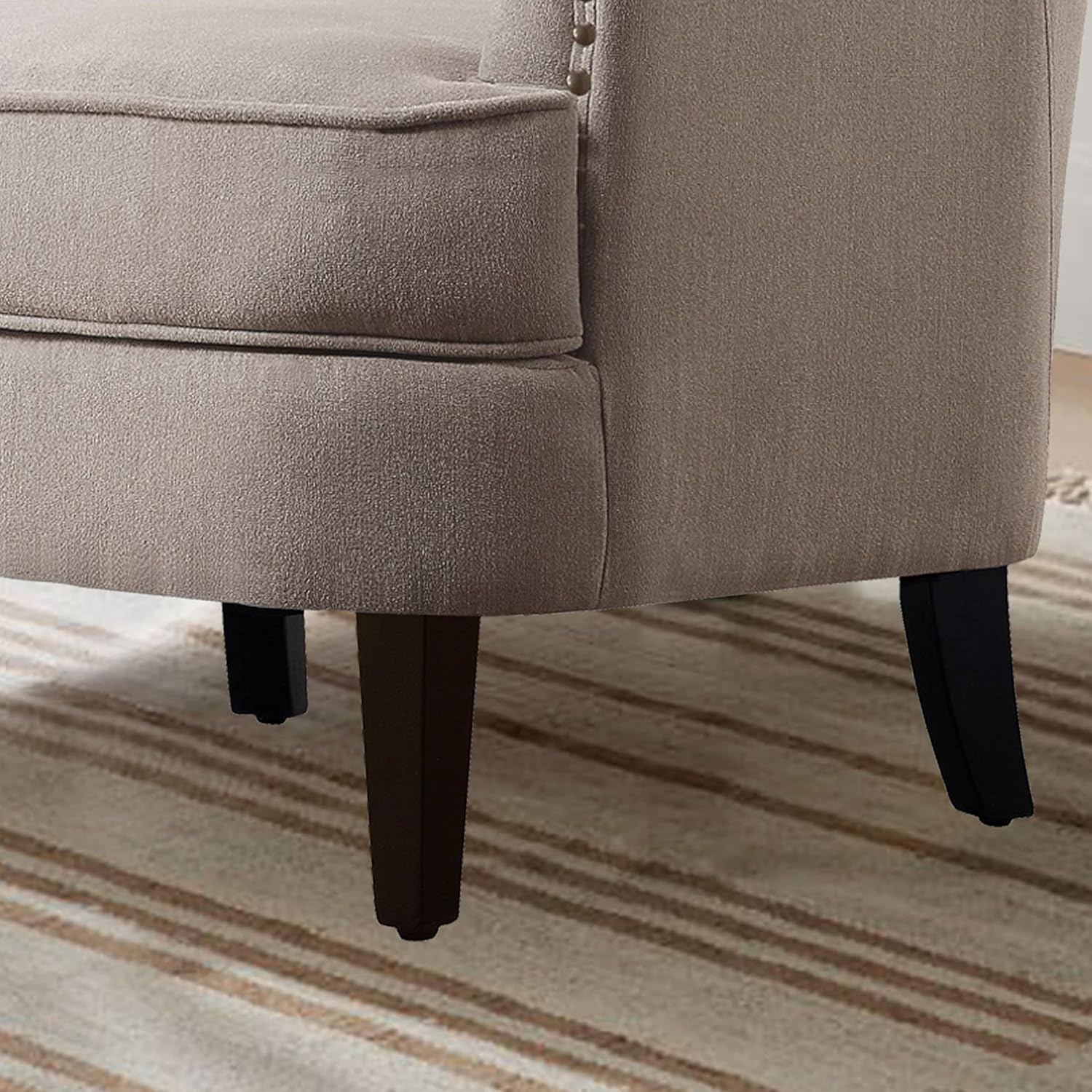 Rosevera Atlas Mid-Century – Silla decorativa tapizada con brazo de salón con cojín suave para sala de estar, dormitorio, espacios pequeños,
