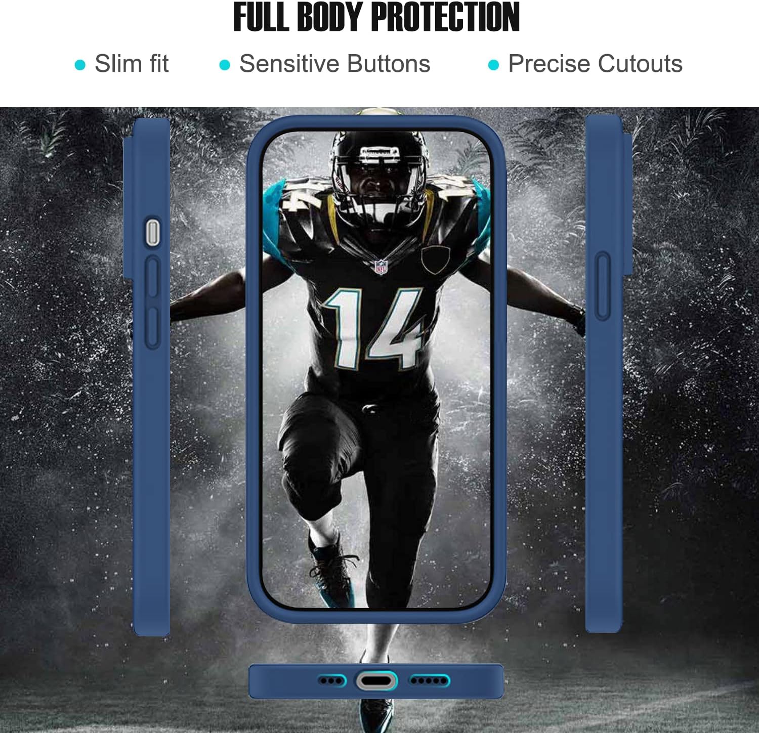 Funda de fútbol personalizada con nombre y número para iPhone 15 Pro Max 14 13 12 11 Xs Max Xr SE3 8 7 6 Plus 11 Pro Mini, silicona líquida con