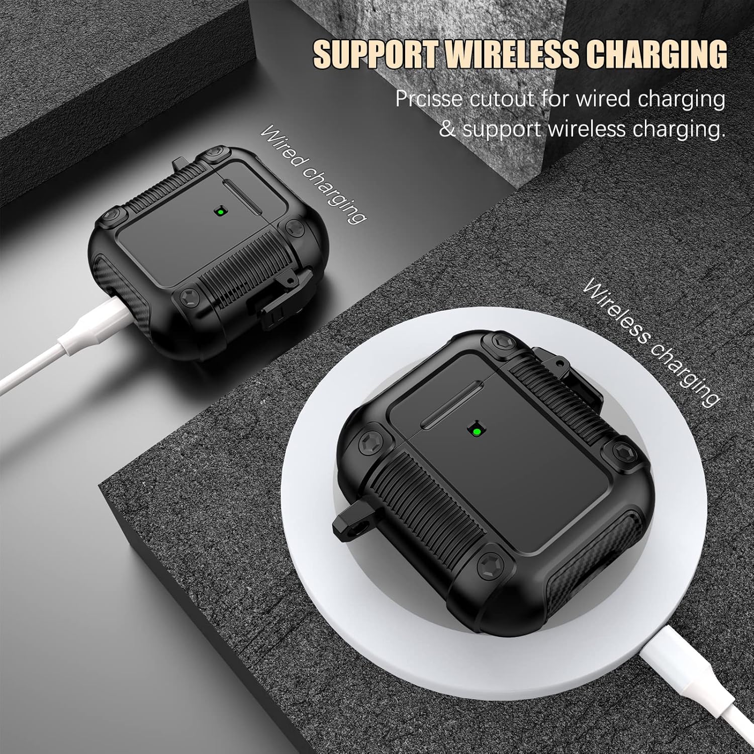 Lopnord Funda para AirPod, compatible con Apple AirPods de 2 generación con cerradura, funda protectora resistente para Airpod de 1 generación para