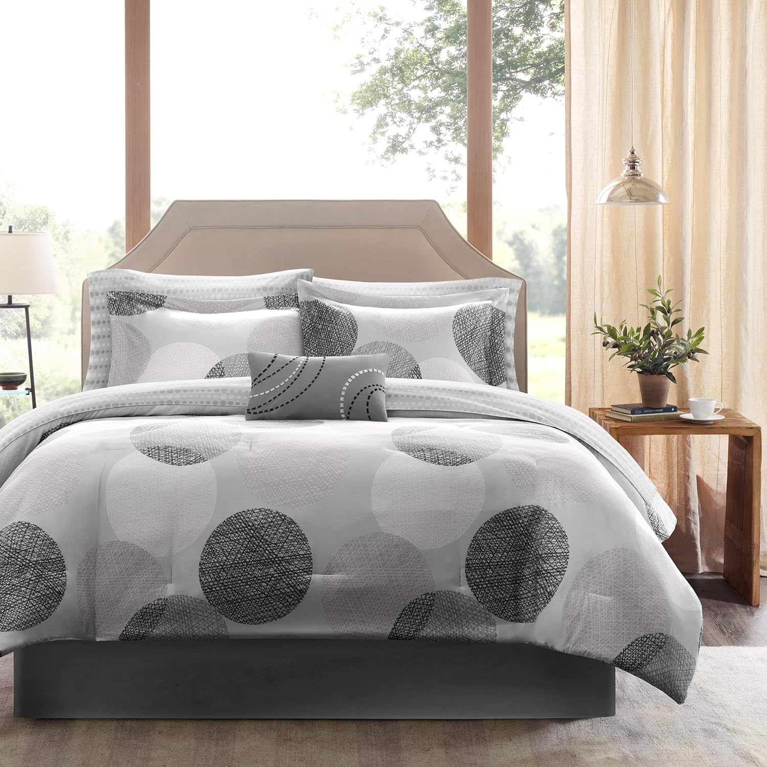 Madison Park Essentials – Juego de cama completo de 9 piezas que incluye un edredón cálido con diseño en colores vibrantes y relleno alternativo