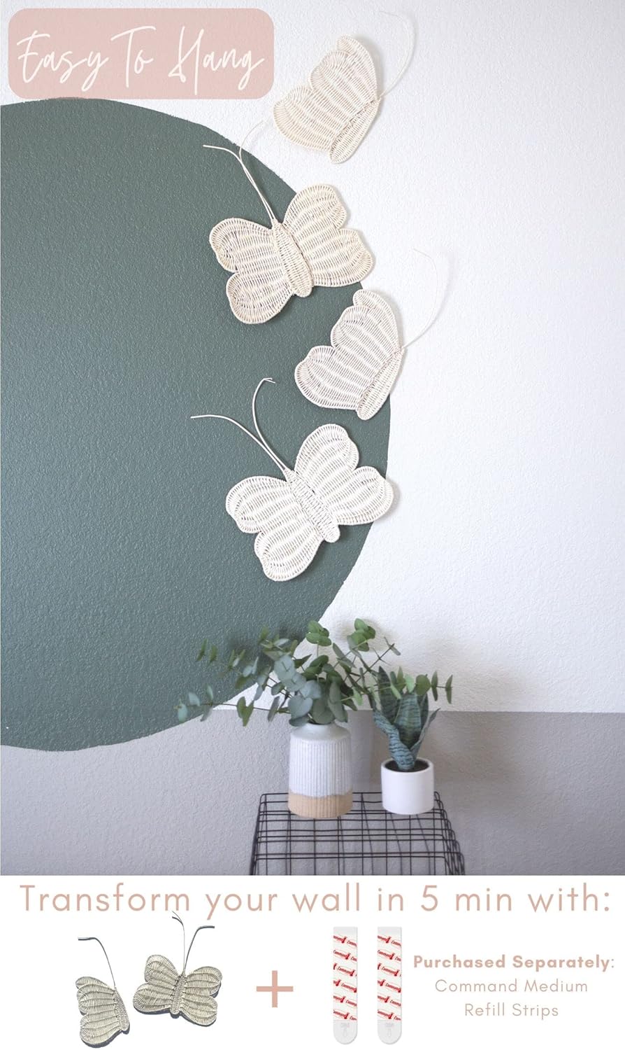 Lucky Love Decoración de pared de mariposa neutra y decoraciones de mariposa para una habitación de bebé o decoración bohemia para dormitorio.