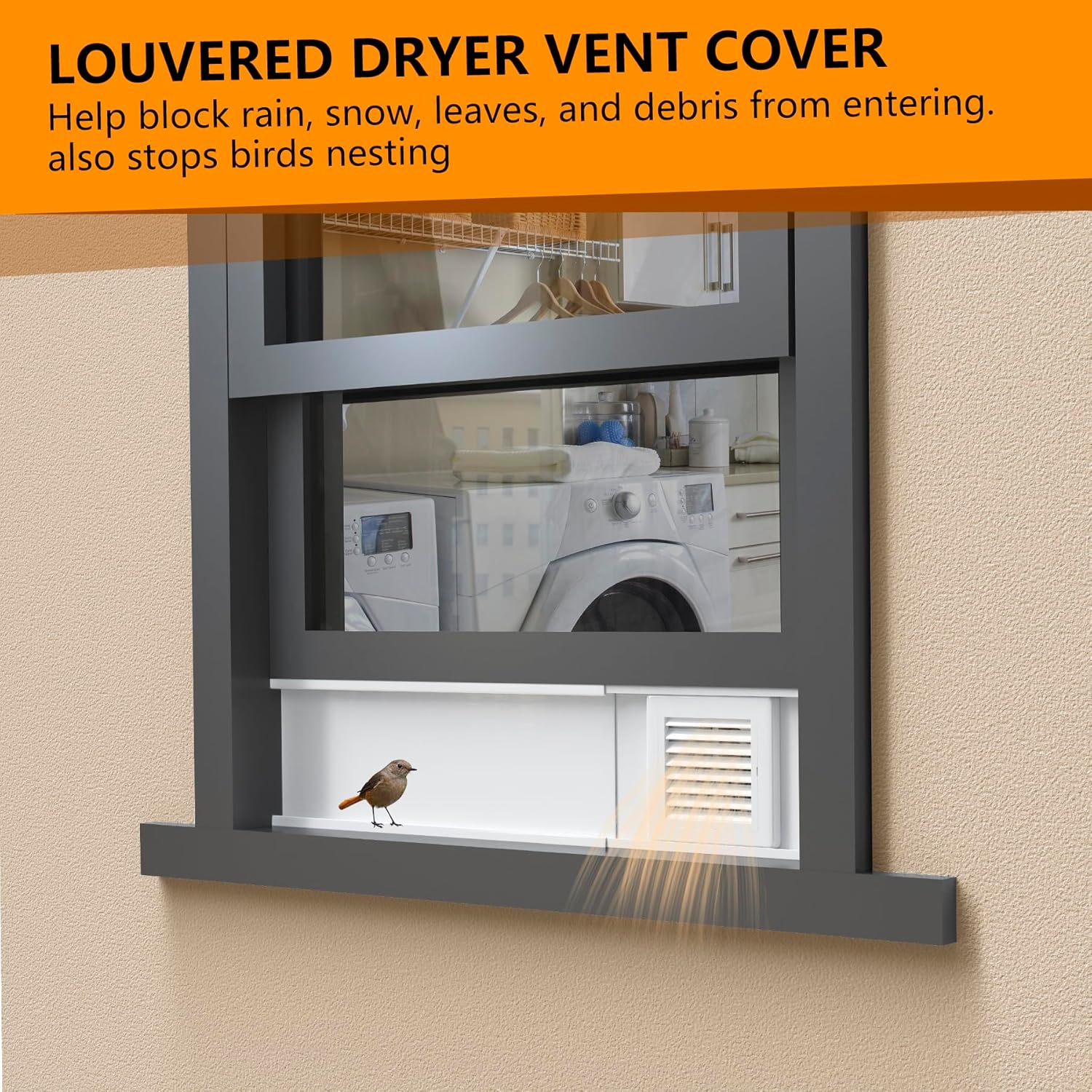 LBG Products Kit de ventana de ventilación para secadora con cubierta de ventilación con listones resistente a la intemperie para manguera de