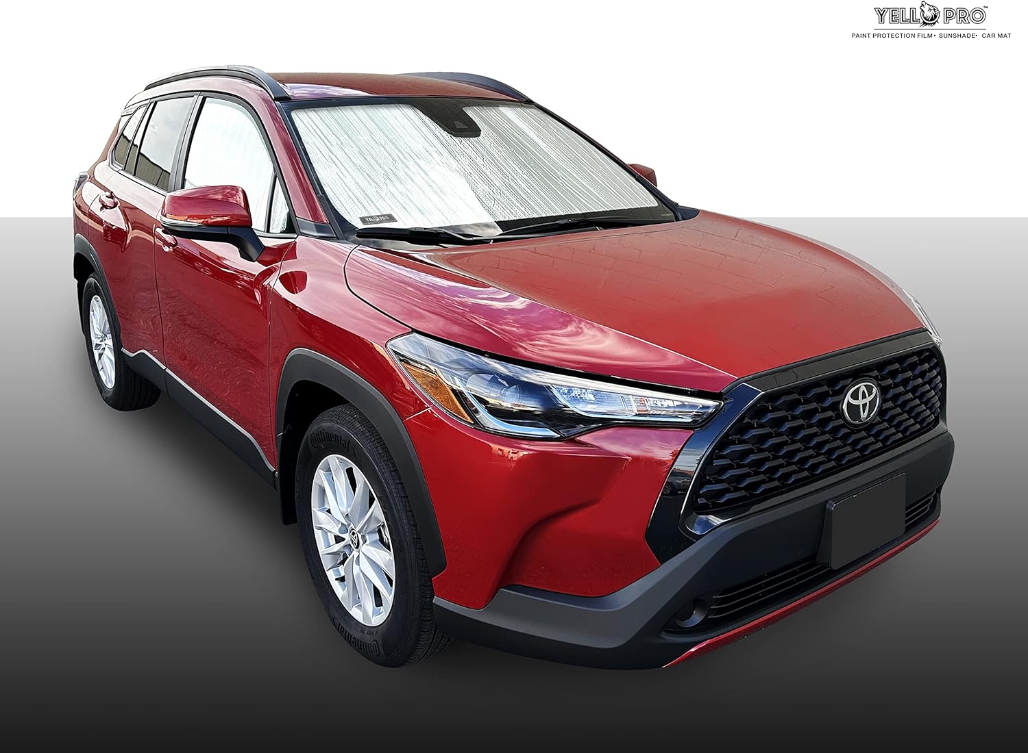YelloPro Auto Parasol reflectante para parabrisas delantero de ajuste personalizado para Toyota Corolla Cross SUV 2022, 2023, 2024, L, LE, XLE,