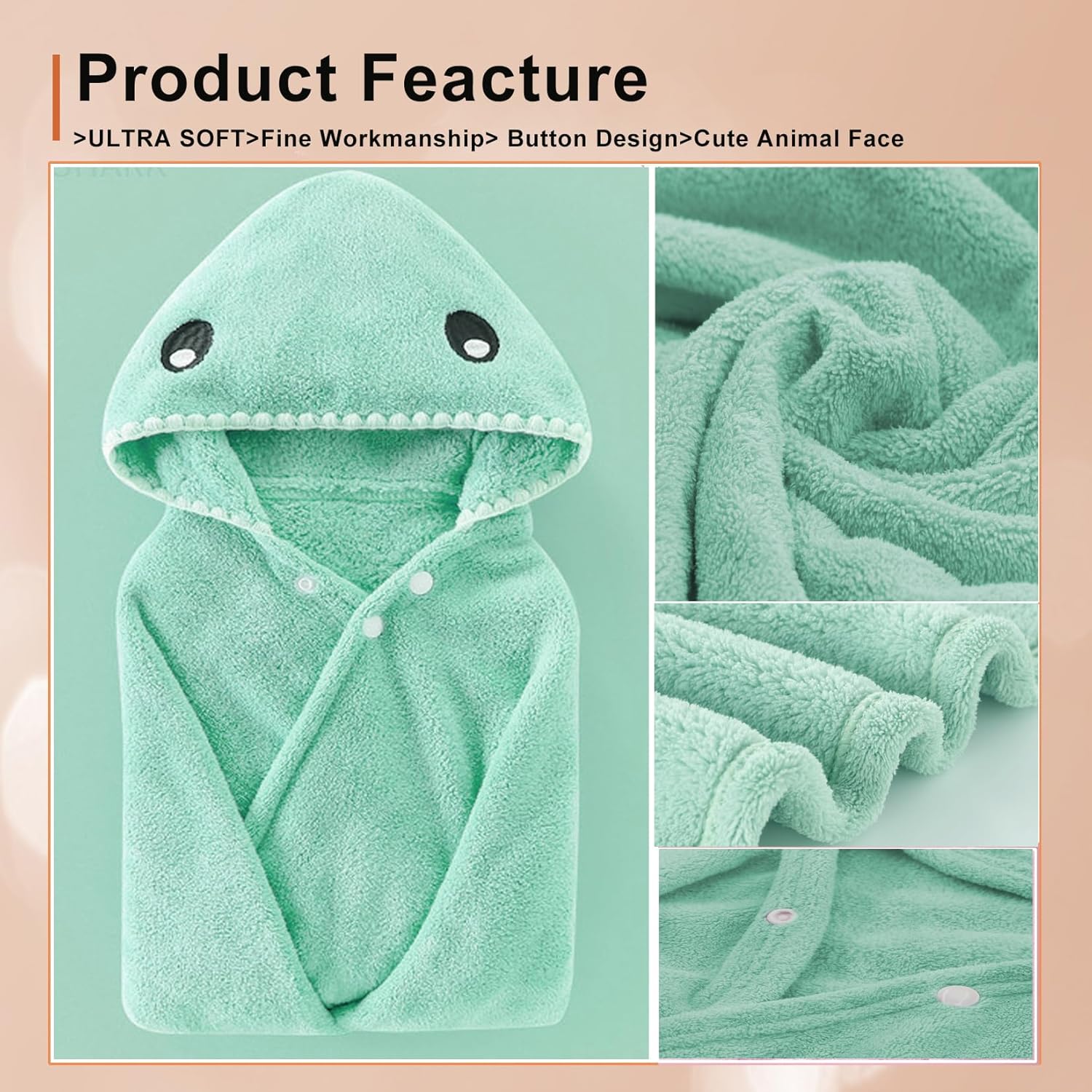 Toalla de baño para bebé con capucha, bata de baño absorbente para niños pequeños, mantas suaves para recién nacidos, toalla de baño grande para