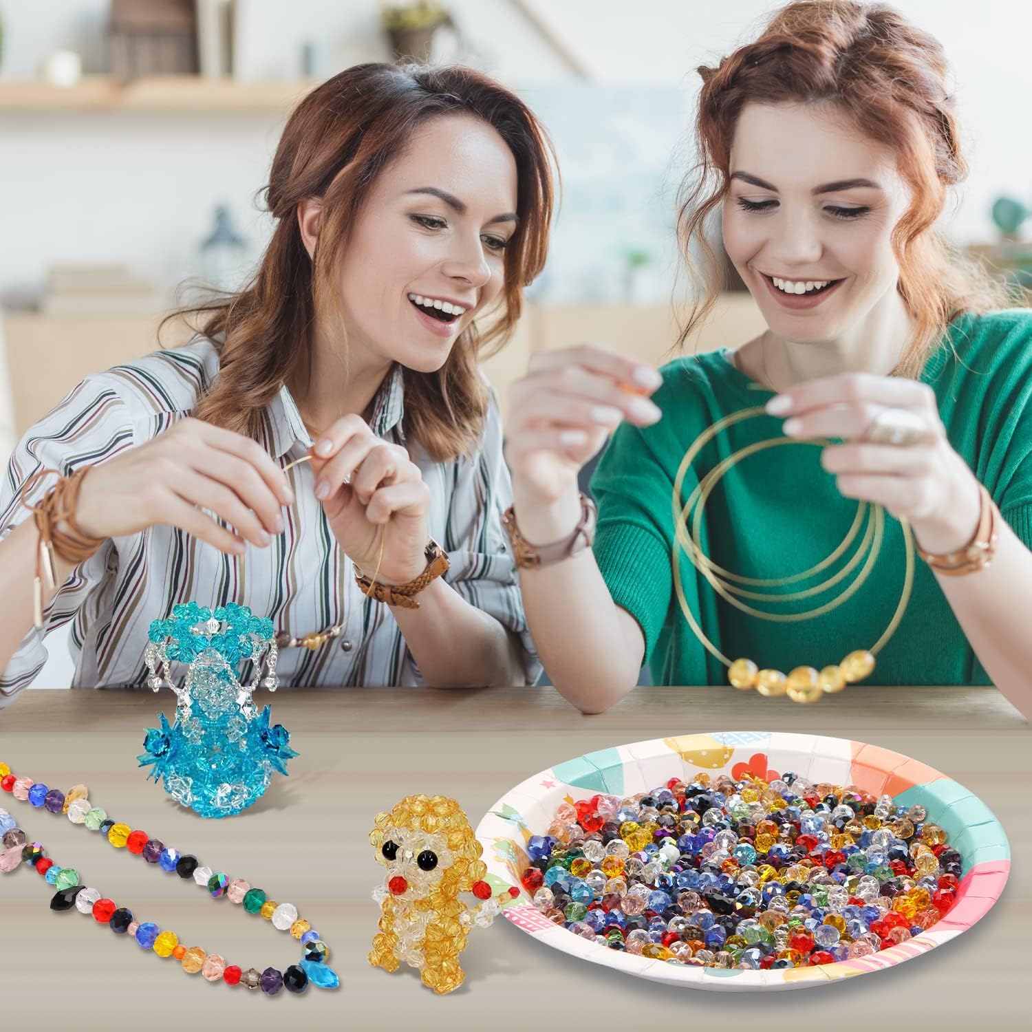 MIKIMIQI 750 cuentas de cristal surtidas para hacer joyas, cuentas de cristal de Rondelle facetadas coloridas con caja, cuentas espaciadoras de
