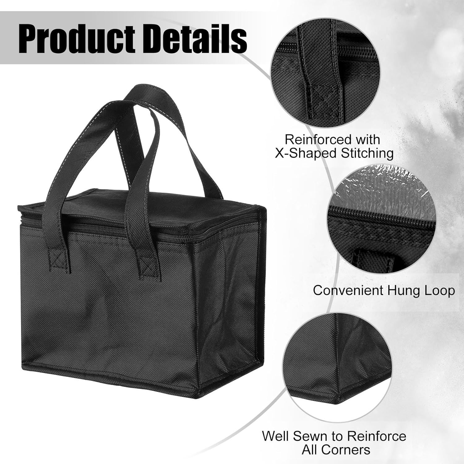 Paquete de 24 loncheras aisladas a granel, bolsas enfriadoras reutilizables, juego de loncheras a prueba de fugas, bolsas térmicas impermeables,