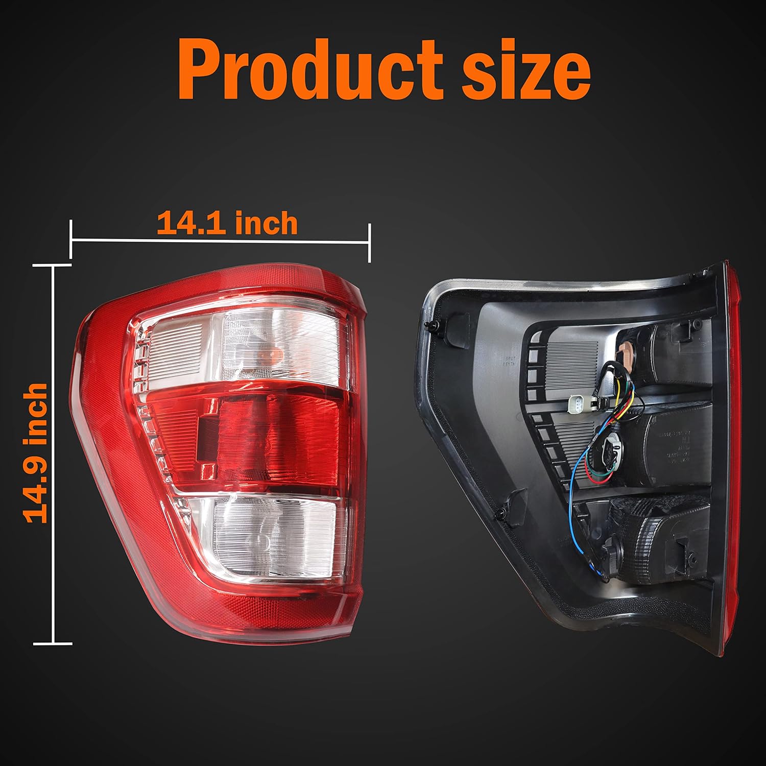 SENSHINE Conjunto de luz trasera para Ford F150 F-150, accesorios 2021 2022 2023, repuesto de lámpara trasera de freno estilo OE luces traseras