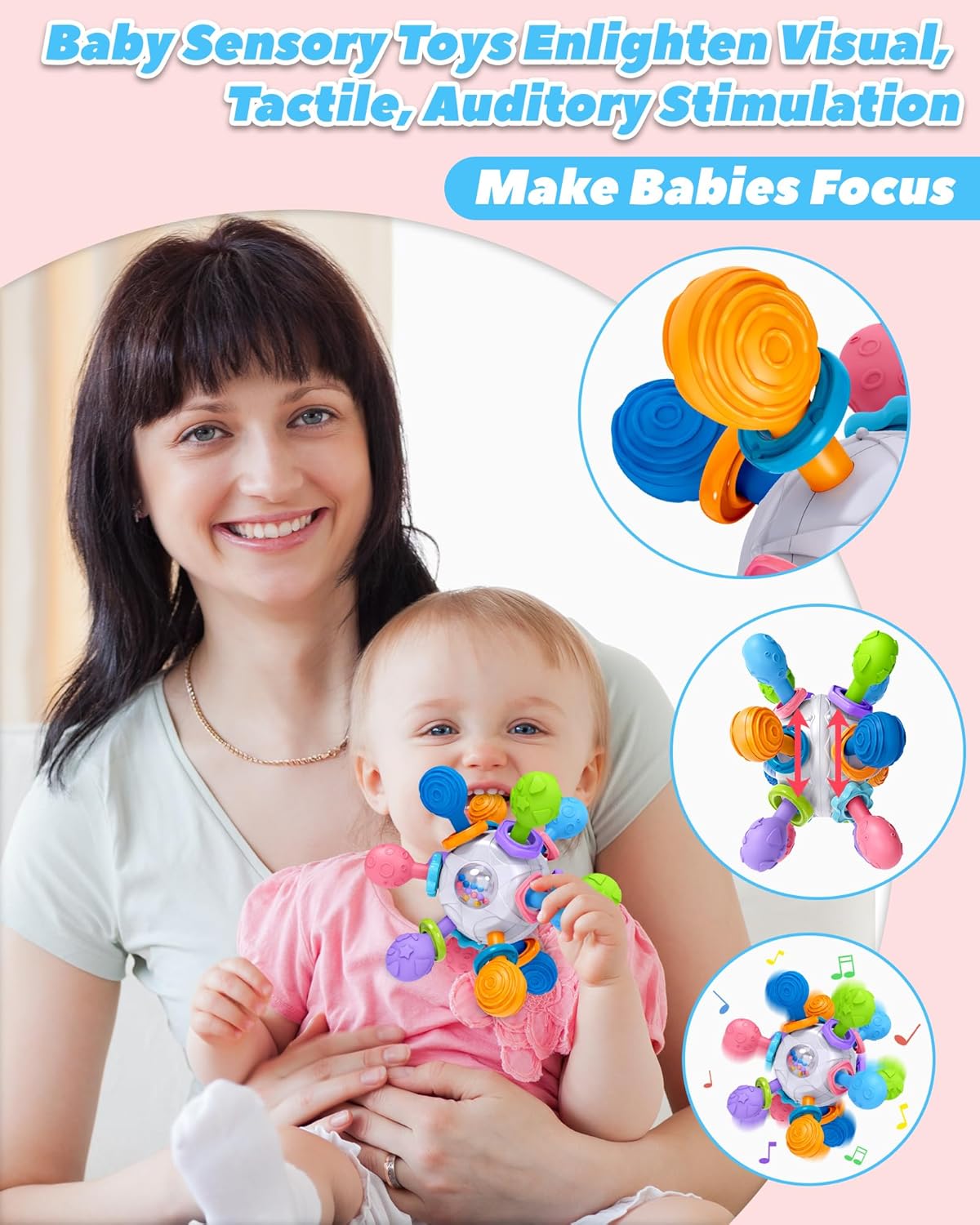 Juguetes de dentición para bebés de 0 a 6 a 12 meses de 0 a 2 años, juguetes Montessori para bebés de 0, 3, 6, 9, 12 y 18 meses, juguetes