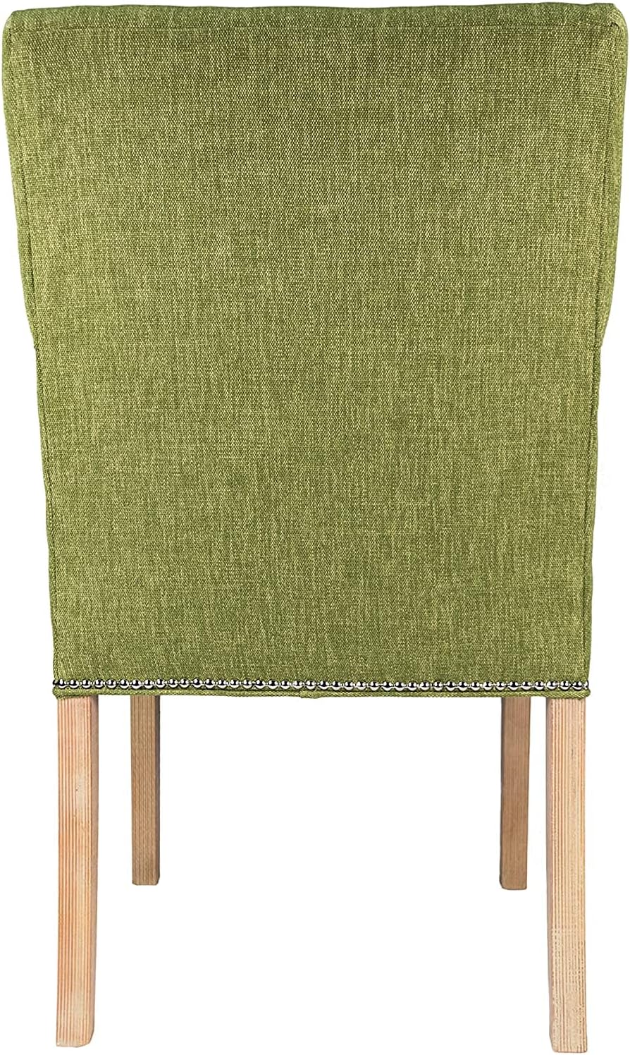Sole Designs Marie Collection – Silla auxiliar de comedor doble tapizada con detalles de cabeza de clavo, color verde