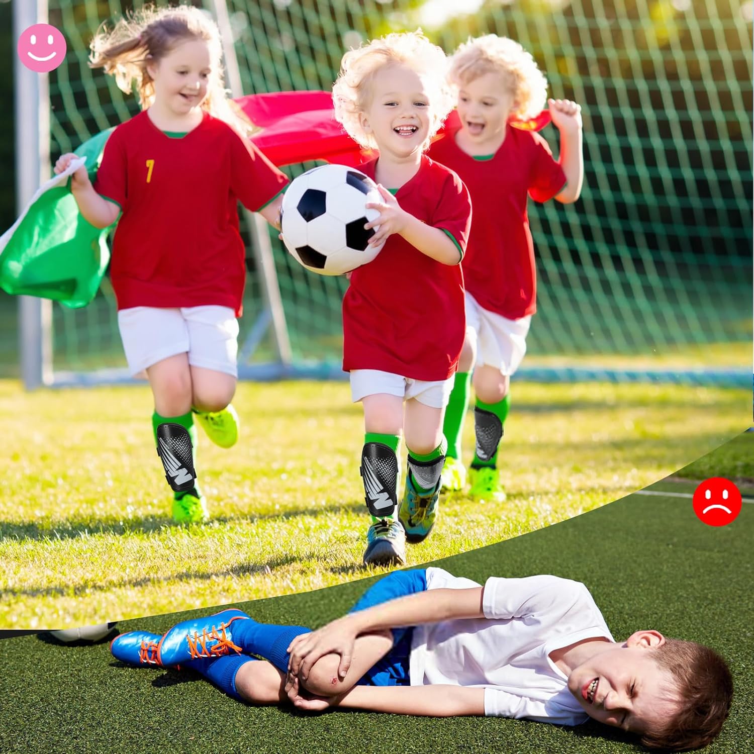 Espinilleras de fútbol para niños y jóvenes, espinilleras para niños, niñas, adolescentes de 2 a 18 años de edad, equipo de protección de