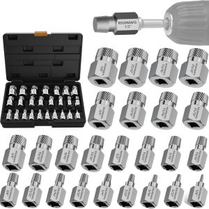 BSUXMAFG Juego de extractor de tornillos mejorado, 25 piezas de 38 pulgadas de accionamiento fácil de sacar, multilínea, para quitar pernos rotos, BSUXMAFG Juego de extractor de tornillos mejorado, 25 piezas de 38 pulgadas de accionamiento fácil de sacar, multilínea, para quitar pernos rotos,