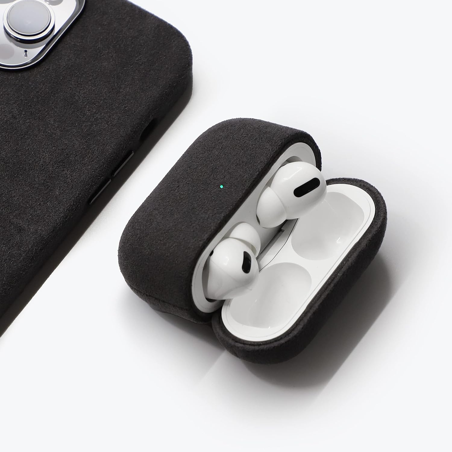 ALMA Funda Alcantara para AirPods Pro, AirPods Pro 2 generación (Gen 1, azul marino)